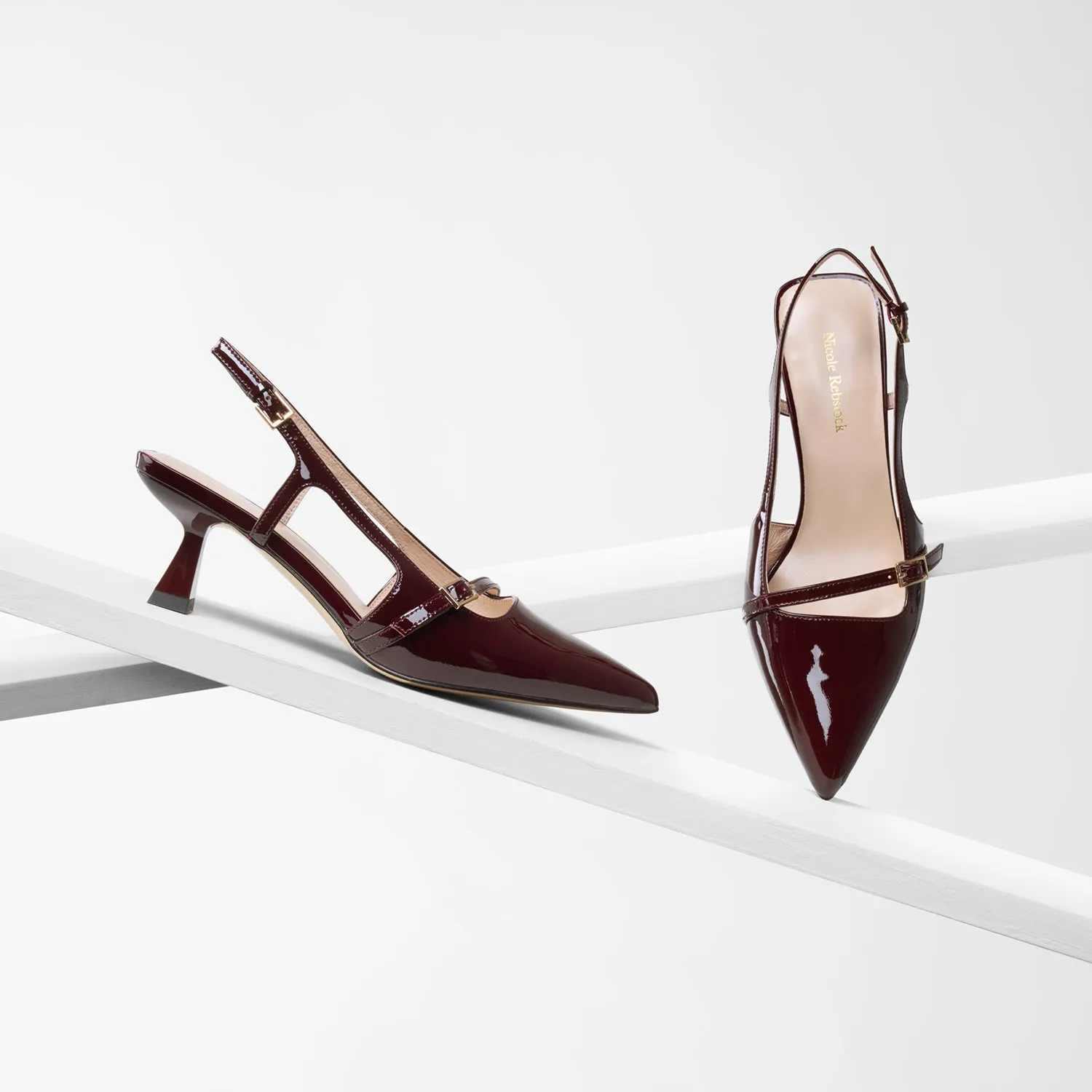 Sevilla Slingback Heel | Pinot Noir Patent Sturdy Build Foot Protection