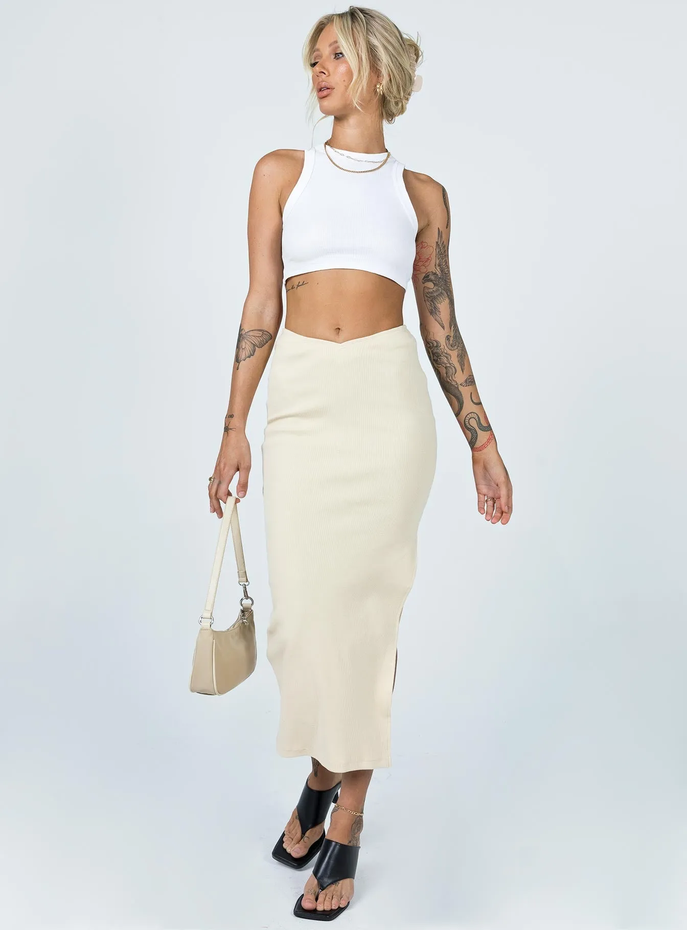Abigail Midi Skirt Cream Smart Edge garden party