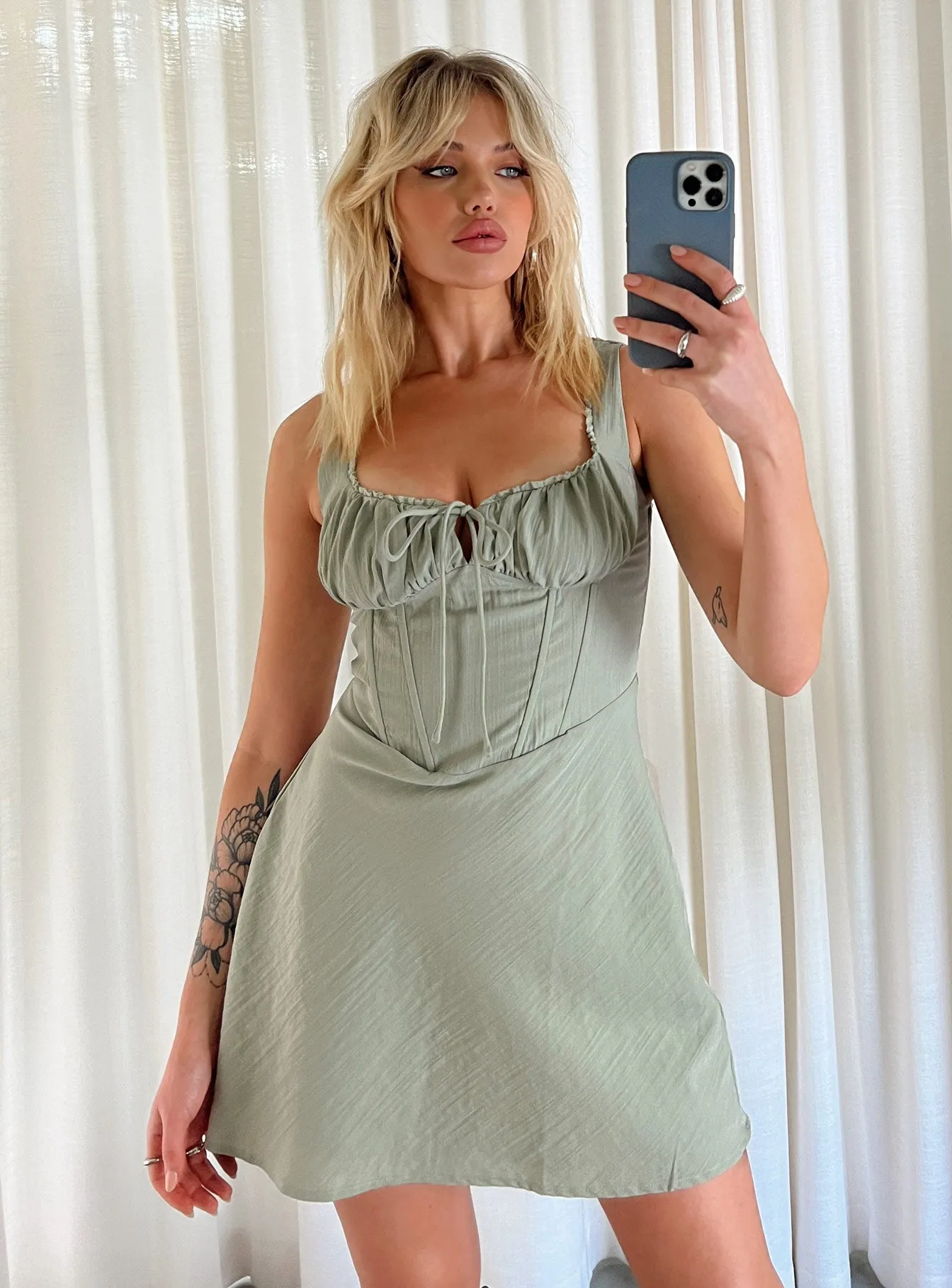 Kavey Mini Dress Sage Style Ease