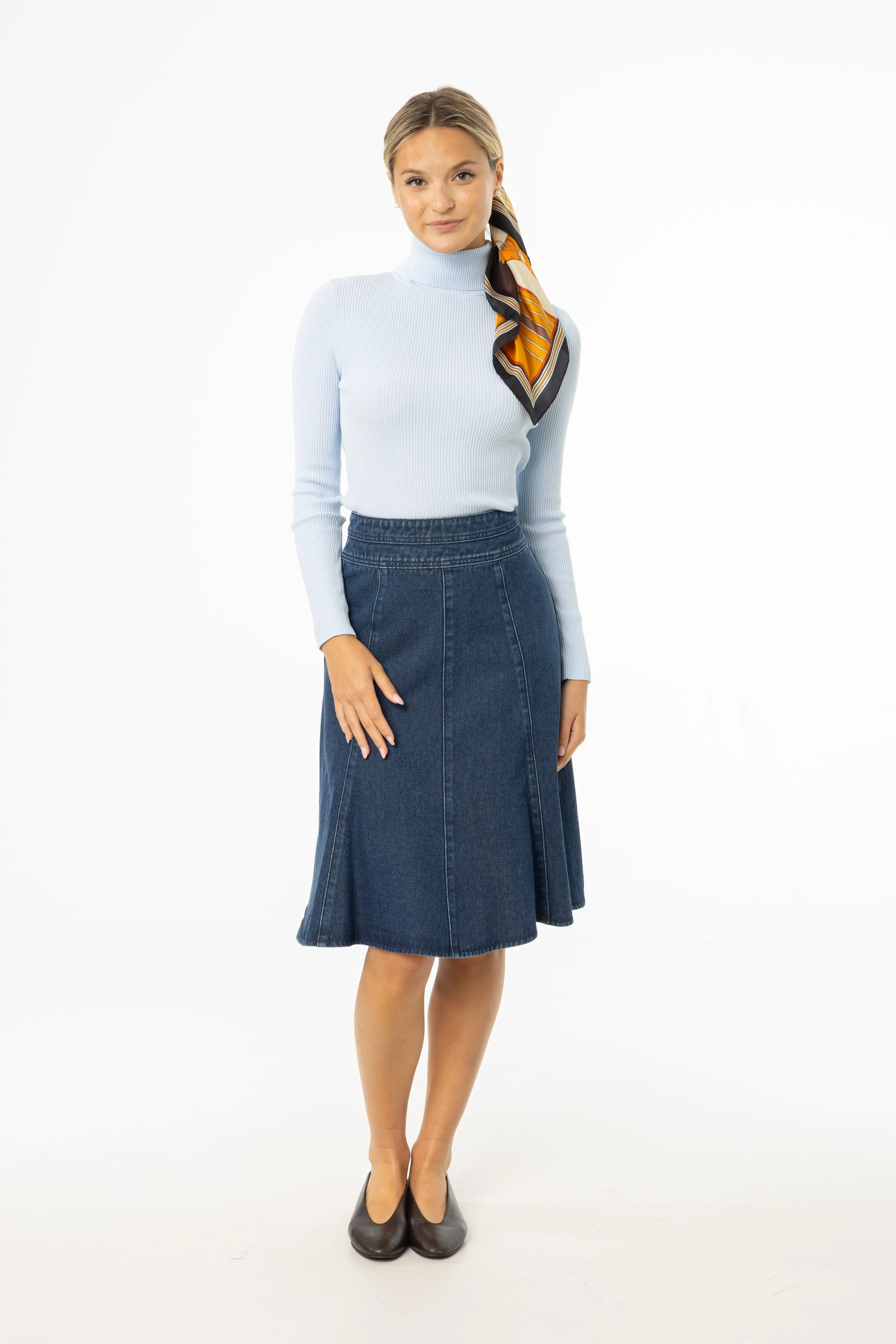 Limited Release Blue Flared Denim Skirt