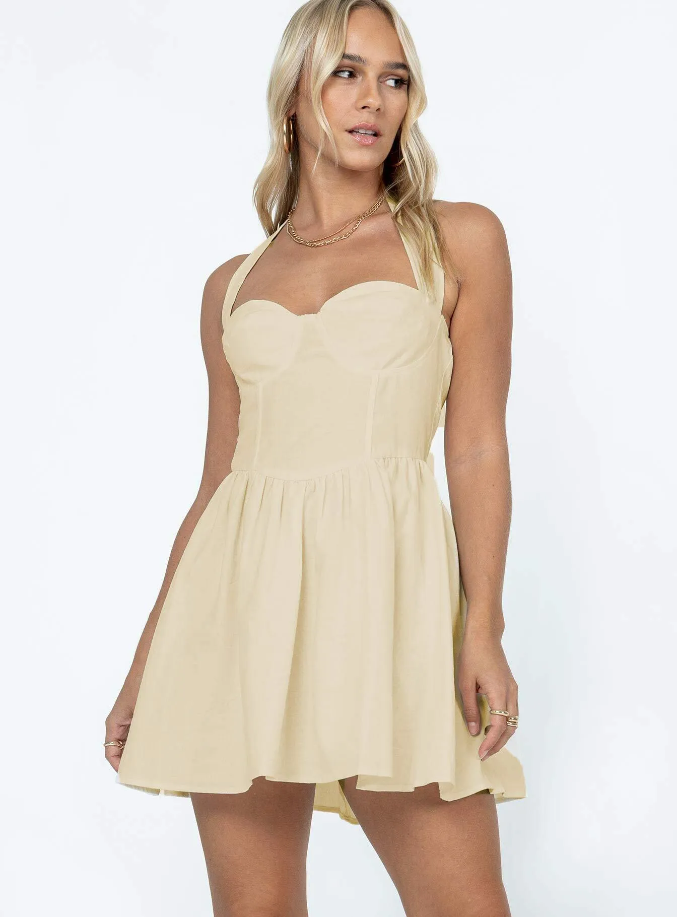 Lyle Mini Dress Cream Work Fitwear Soft Finish