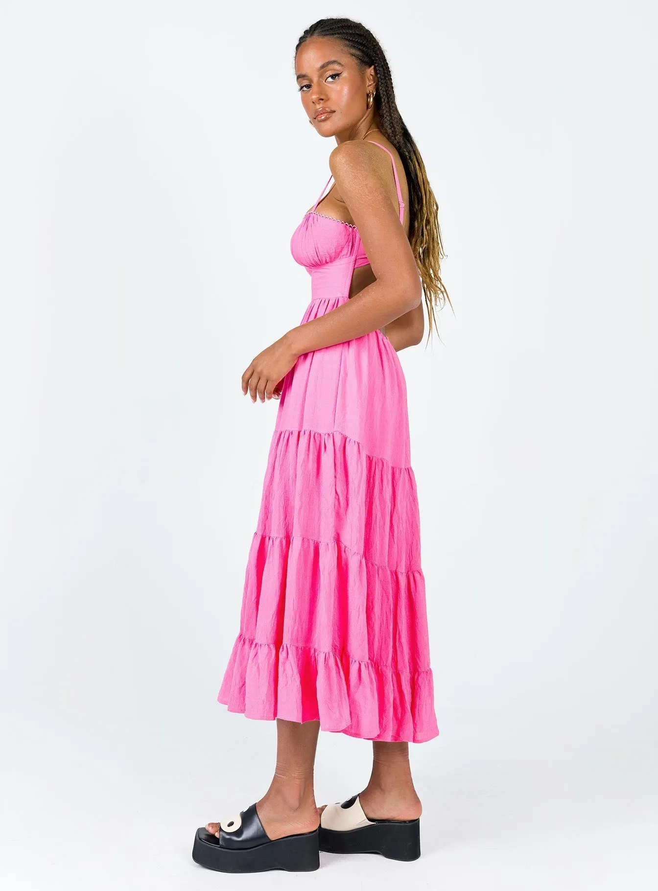 Joella Midi Dress Pink City Style