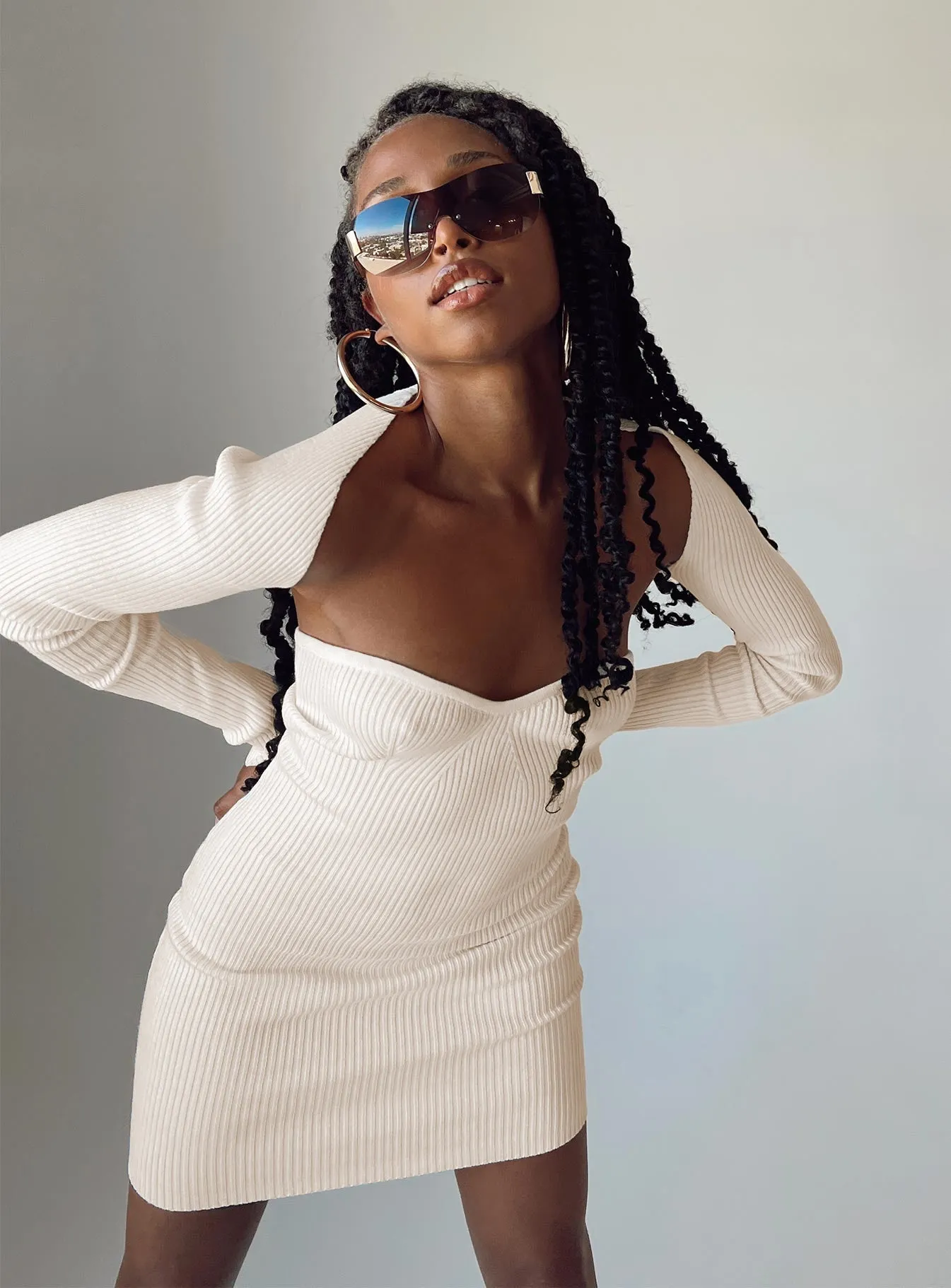 Feather Light Hellie Mini Dress Cream