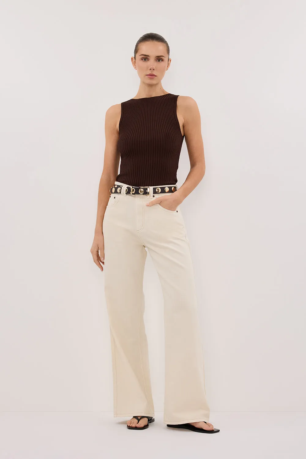 GarmentDyedTexture SIERRA BITTER CHOC KNIT TOP