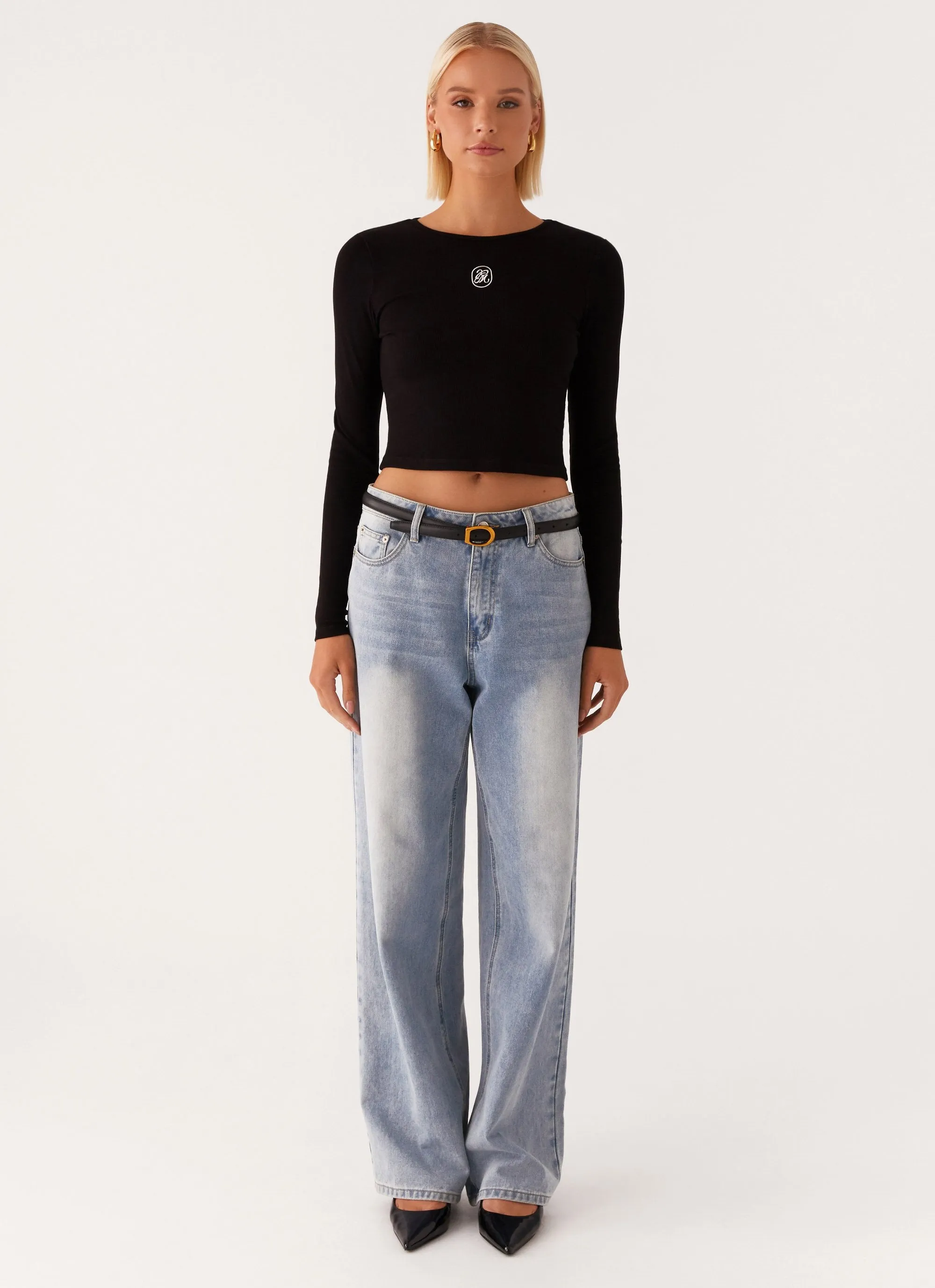 Signature Monogram Long Sleeve Tee - Black Unique Design