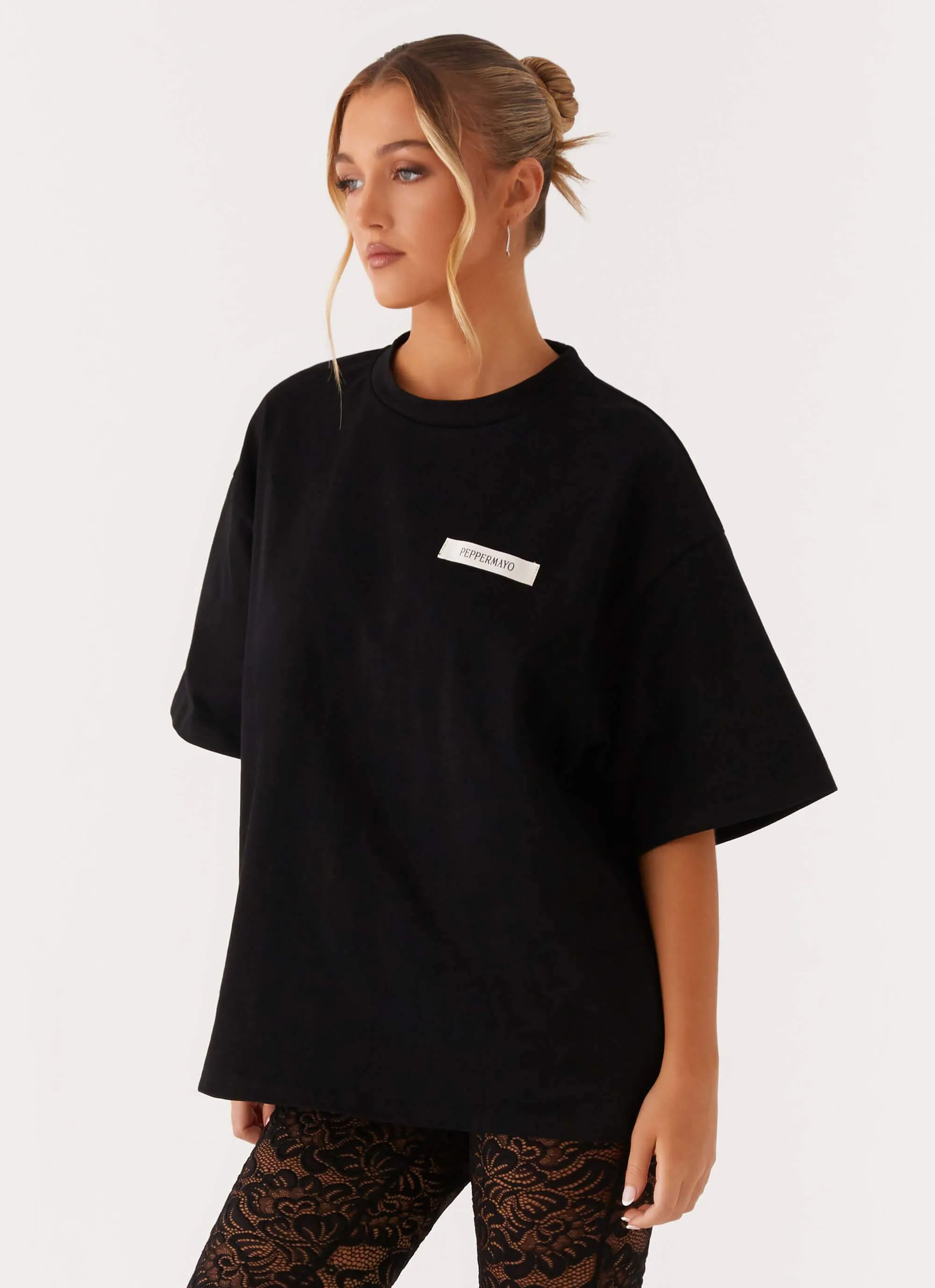 Modern Layering Signature Oversized Tee - Black