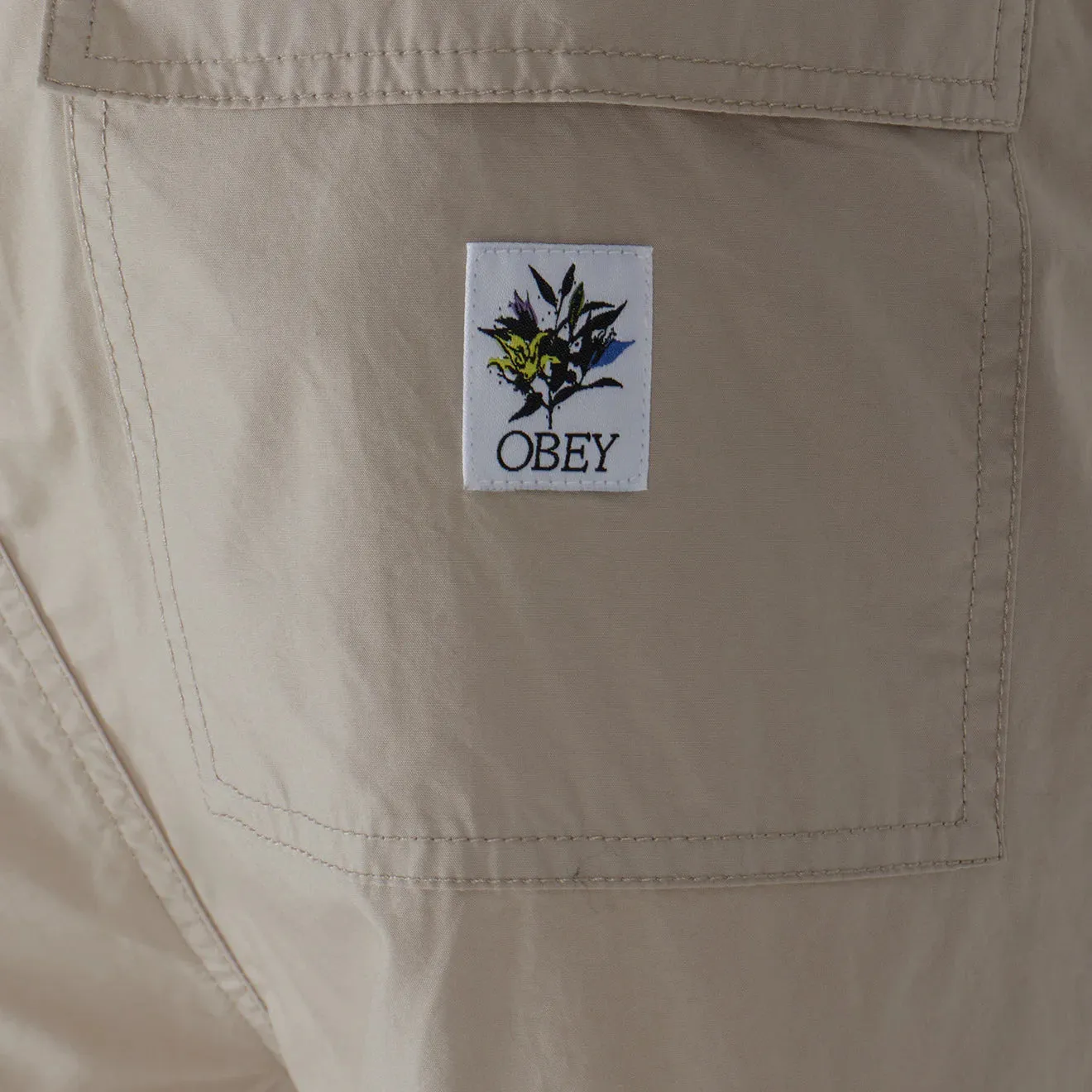 Distressed finish Lightweight Weave Obey Mina Parachute Pant Silver Grey