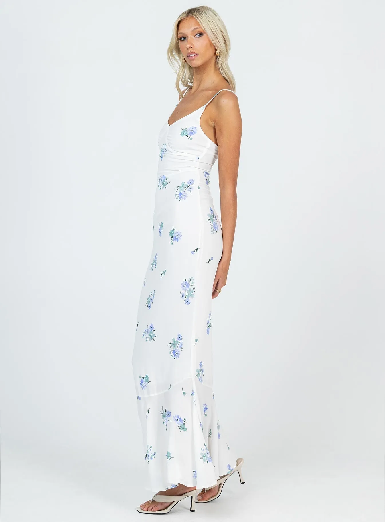 Fine Texture Timeless Soft Sing Along Maxi Dress White / Blue Tall