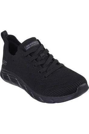 Skechers Ladies 117591  BOBS BFLEX LOGRACEFUL STRIDE in Black Travel Light Rolling Motion Sole