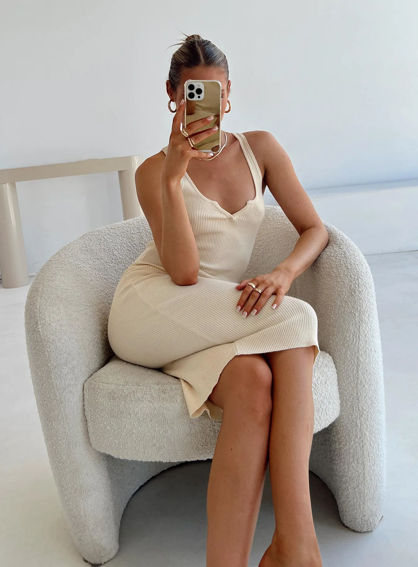 Ingrid Midi Dress Beige Flexible Fit Country View