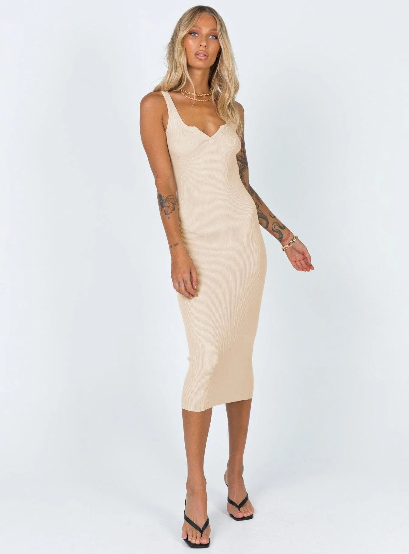 Timeless Layering Ingrid Midi Dress Beige