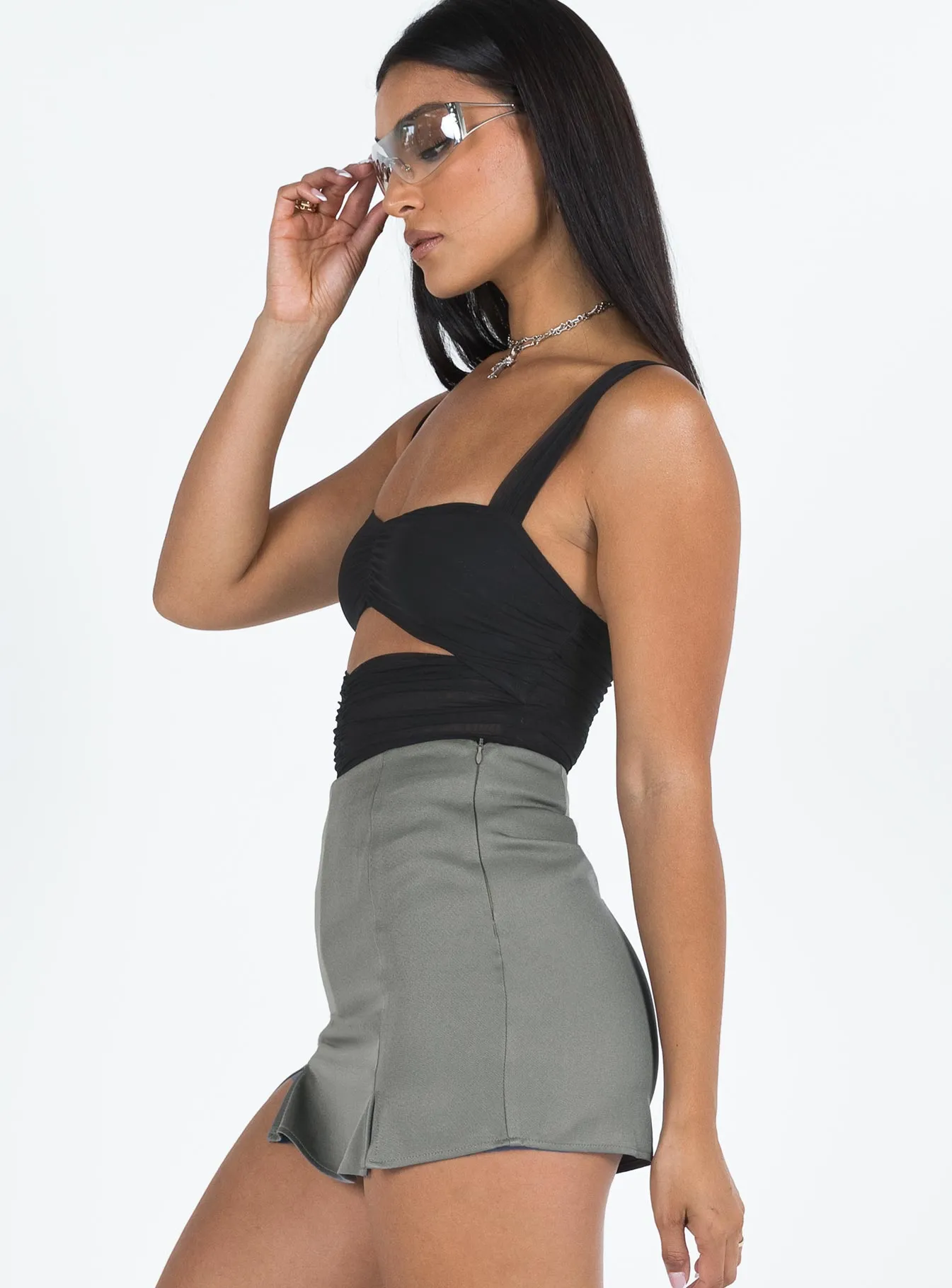 Sleek Vibe Albon Skort Slate
