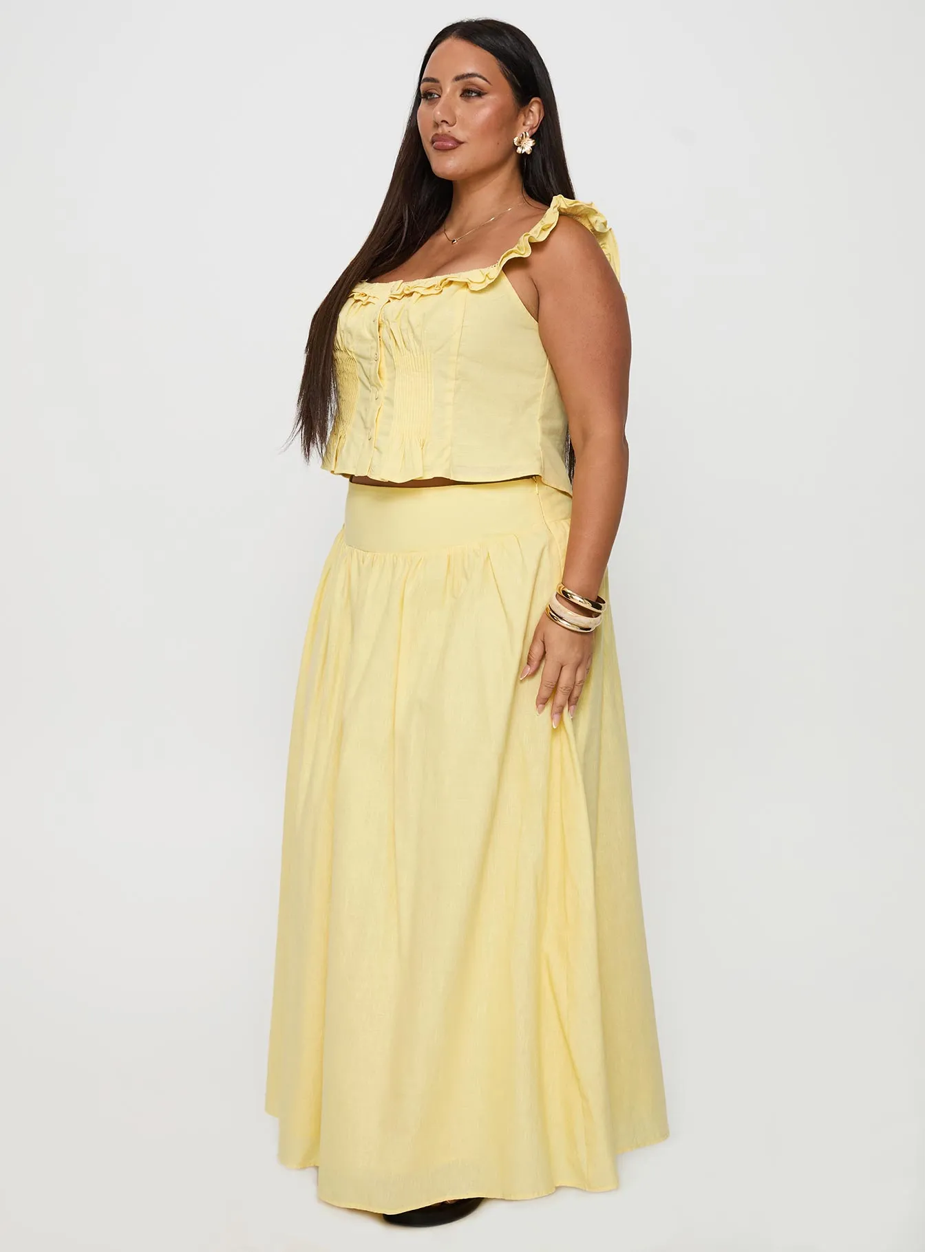 Valerio Maxi Skirt Yellow Curve Urban Pulse Layered Look