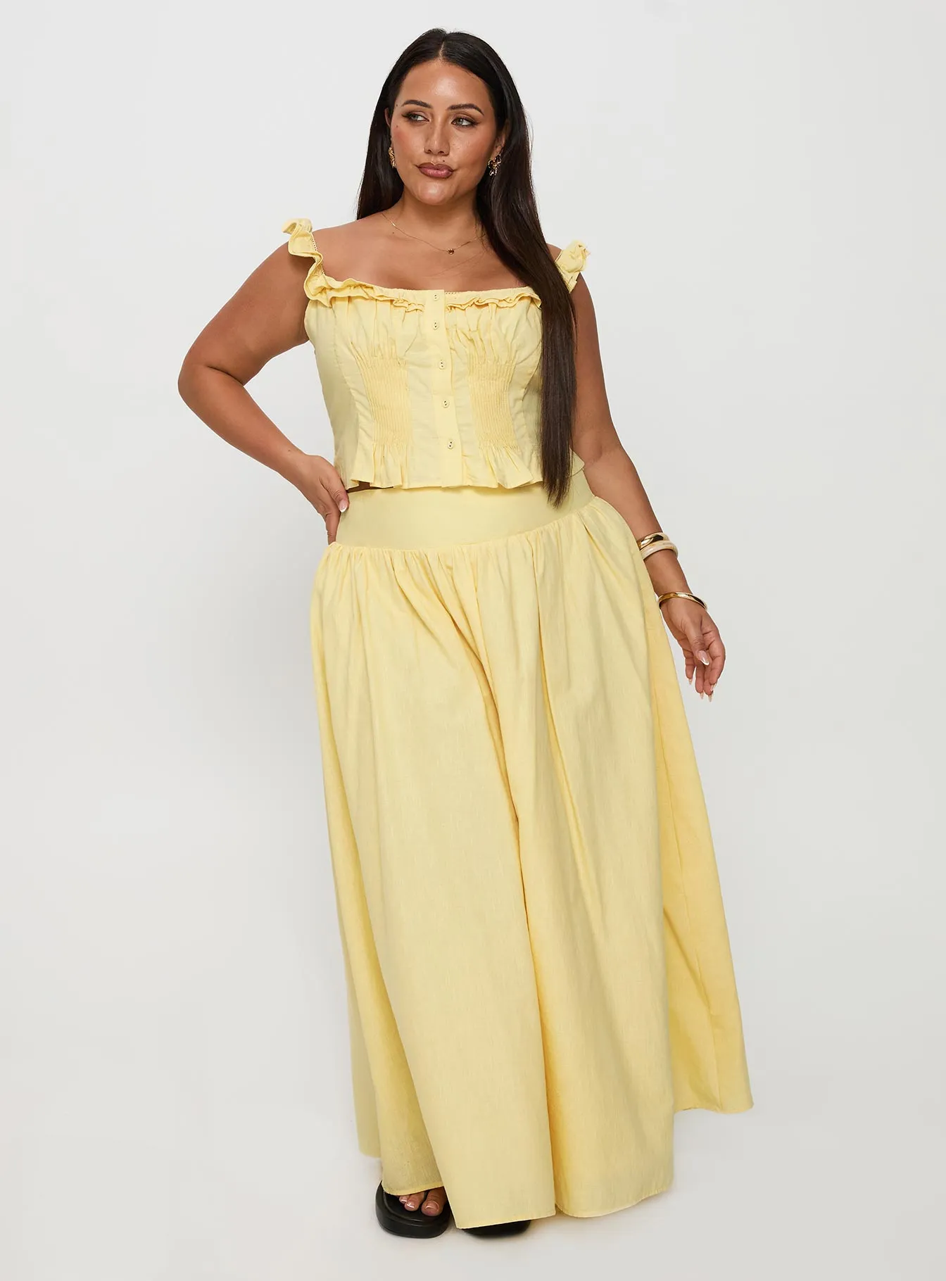 Chic casual Valerio Maxi Skirt Yellow Curve