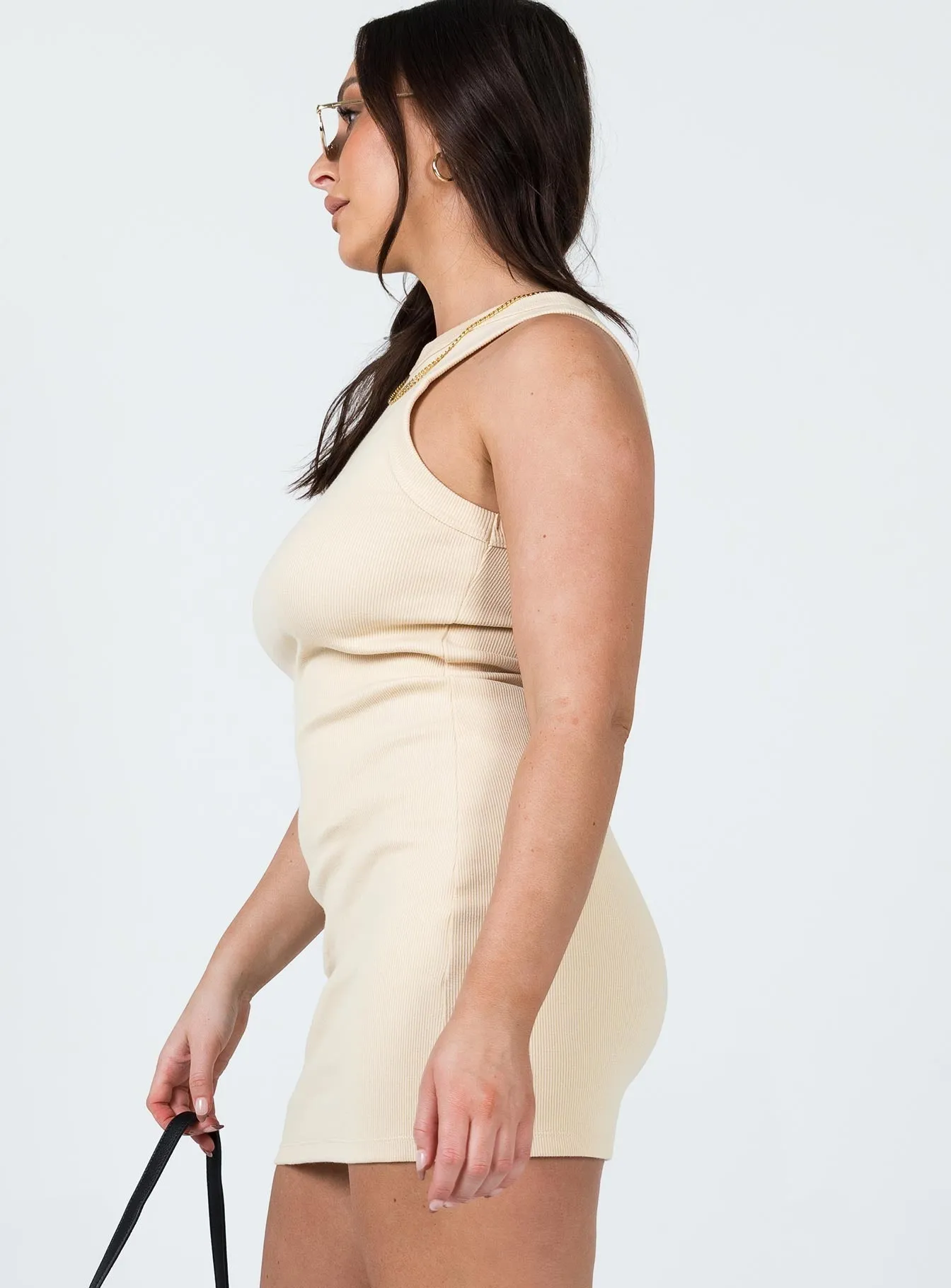 Luxury-Fabric Classic Tank Dress Cream