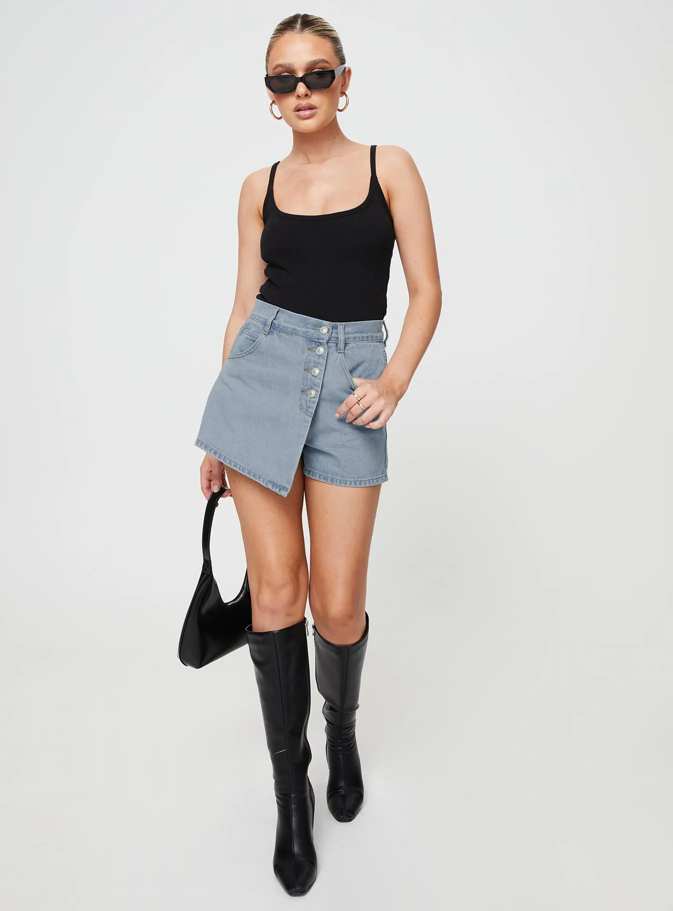 Merthyr Denim Skort Mid Wash Minimal Design