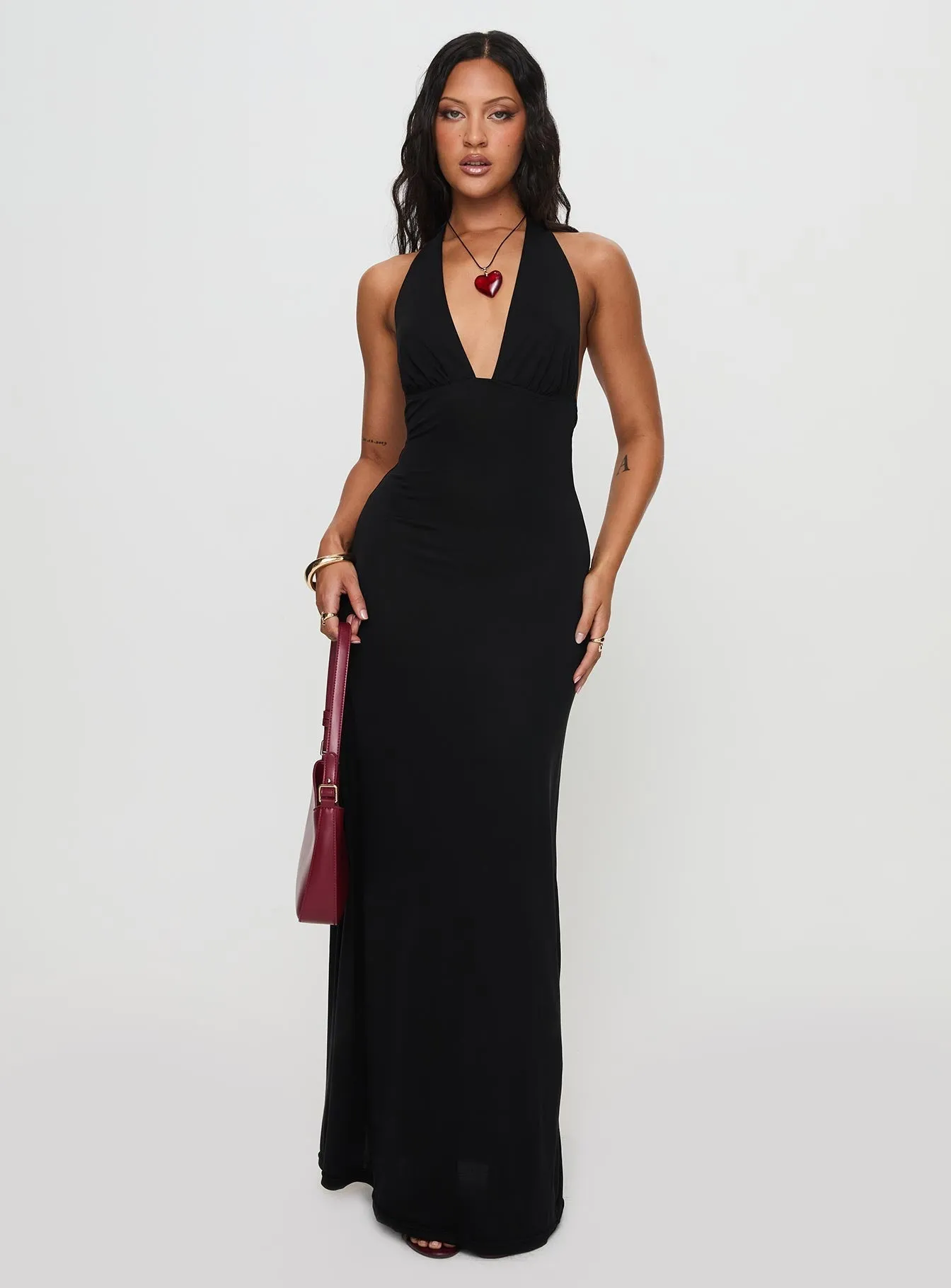 Tinisie Maxi Dress Black Asymmetrical hem