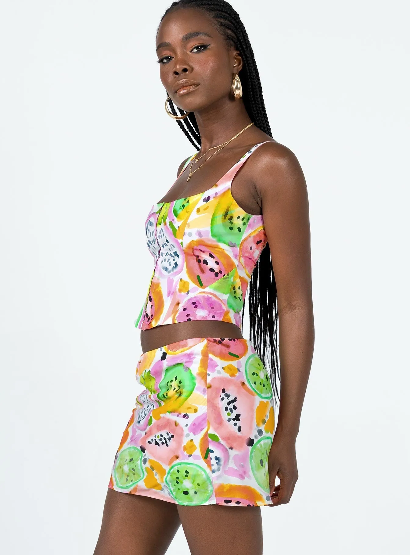 Pinacolada Mini Skirt Multi Abstract Motif