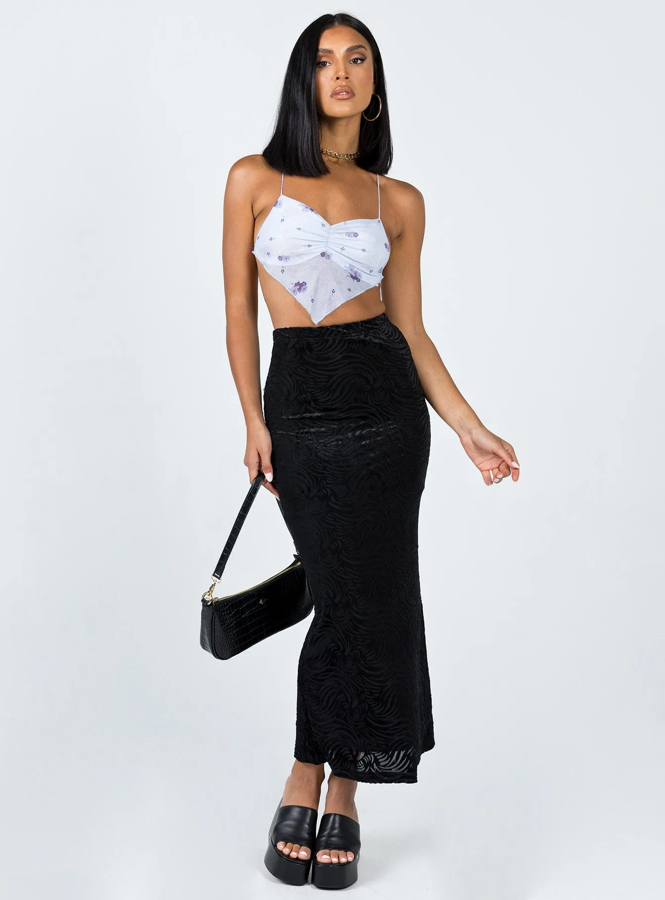 August Midi Skirt Black lace accents