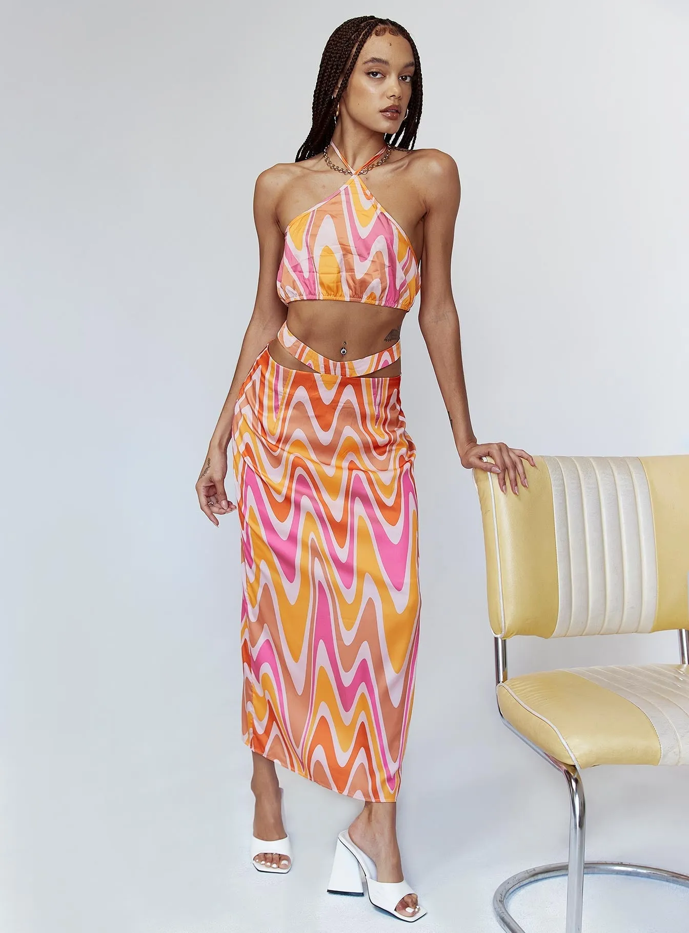perforated design Double Layer Aurora Set Orange Multi