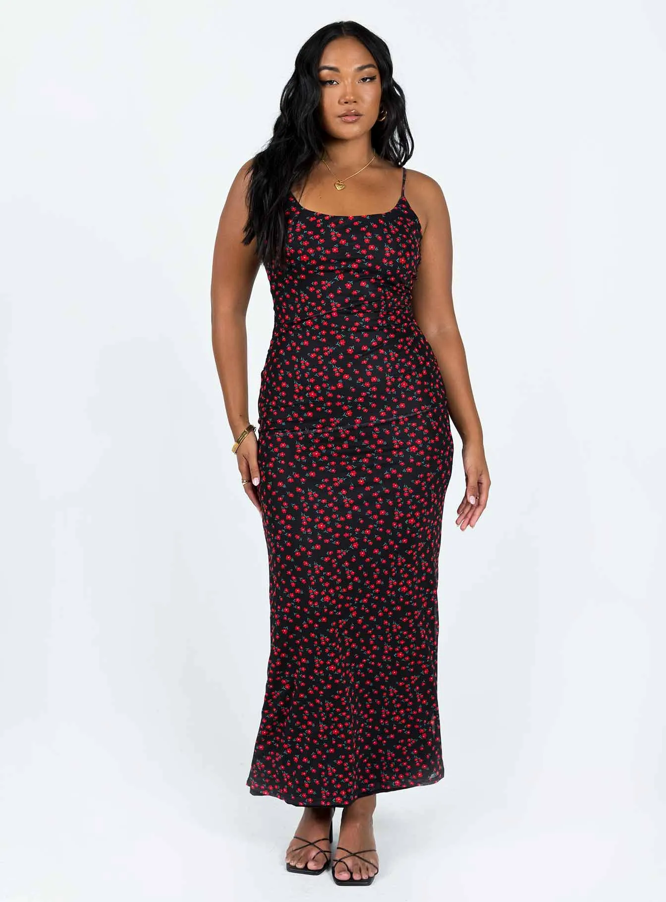 Knox Maxi Dress Black / Red Floral Wrinkle-Free-Finish garden wedding