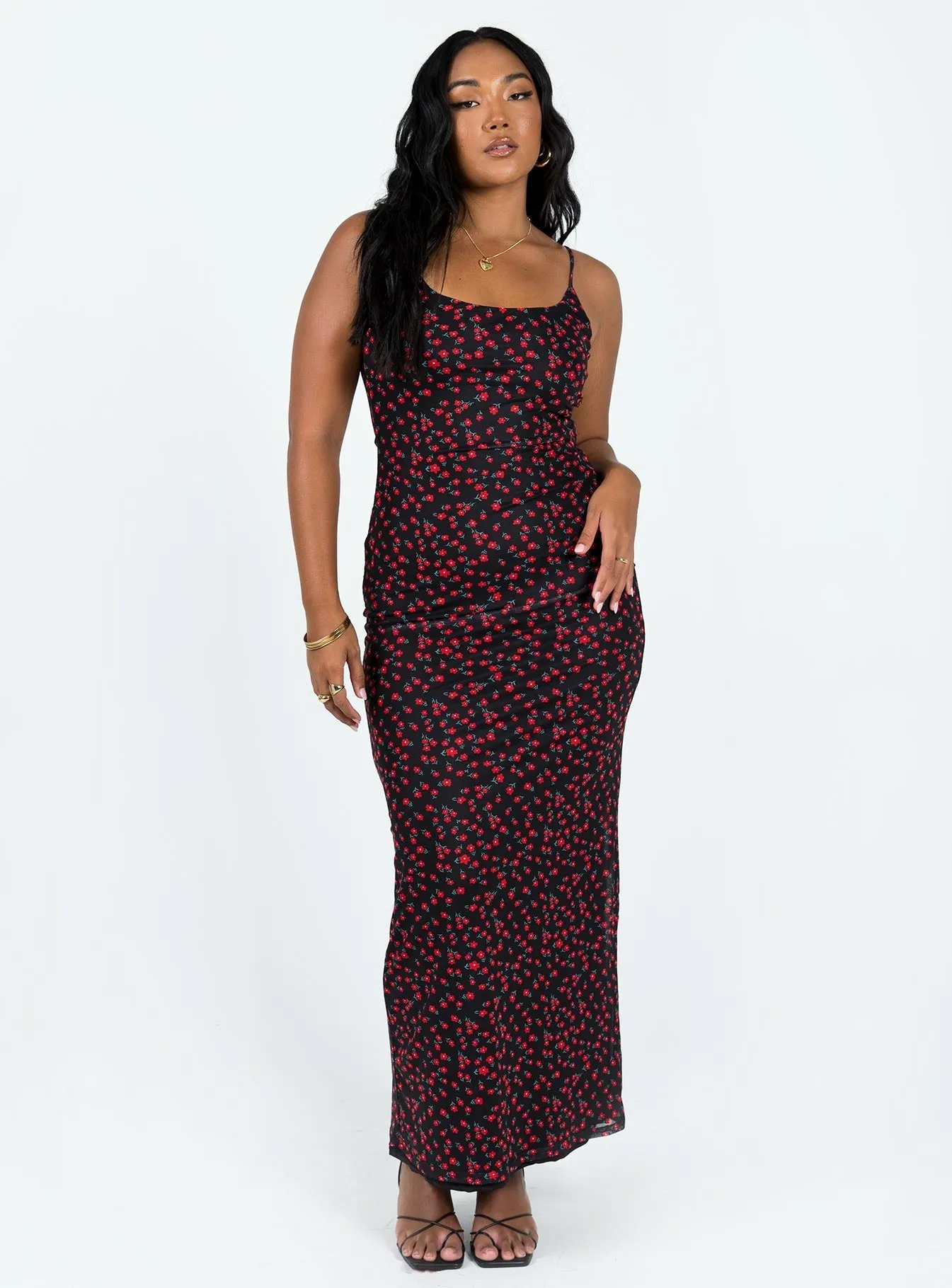Knox Maxi Dress Black / Red Floral Bold Mood Timeless Fit Look