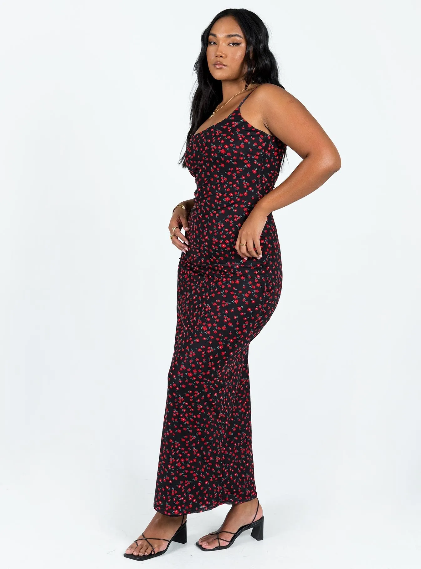 Earthy Hue Cool Movement Knox Maxi Dress Black / Red Floral