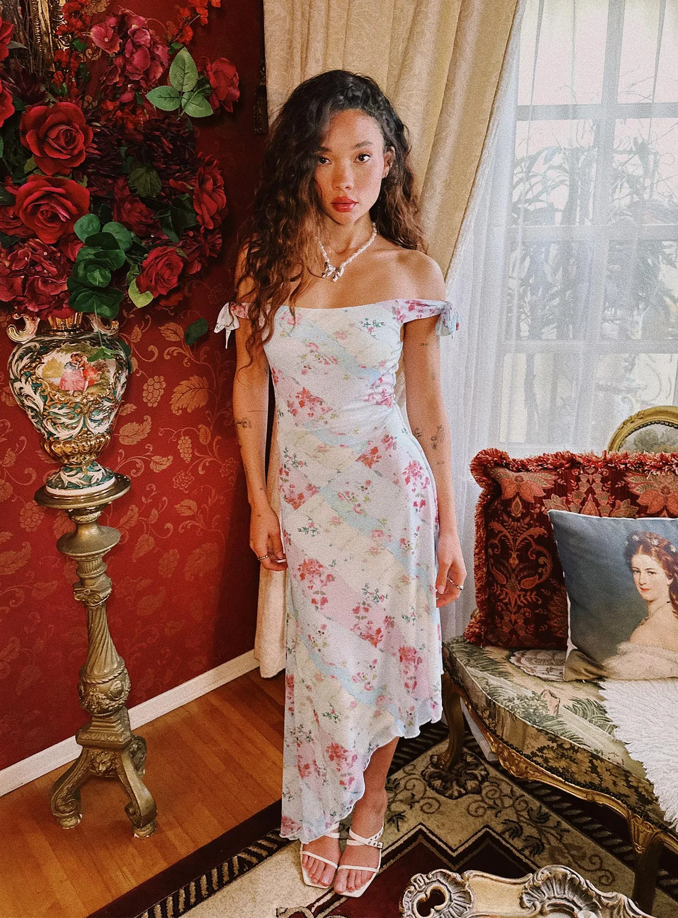 Layered Fit Social Ease Smitten Asymmetric Maxi Dress Multi