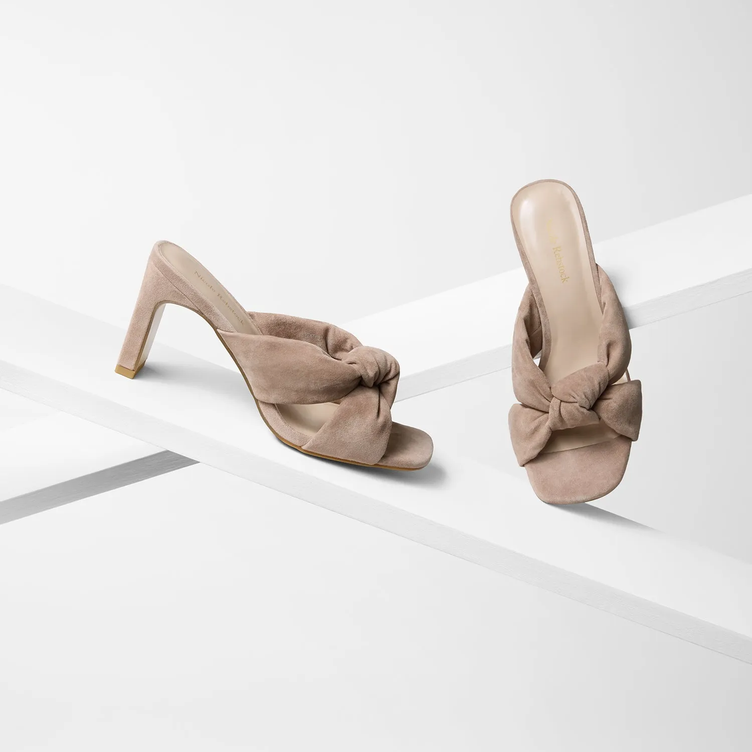 Velma Sandal Heel | Dirty Blush Suede Easy Slip On Designer Stilettos