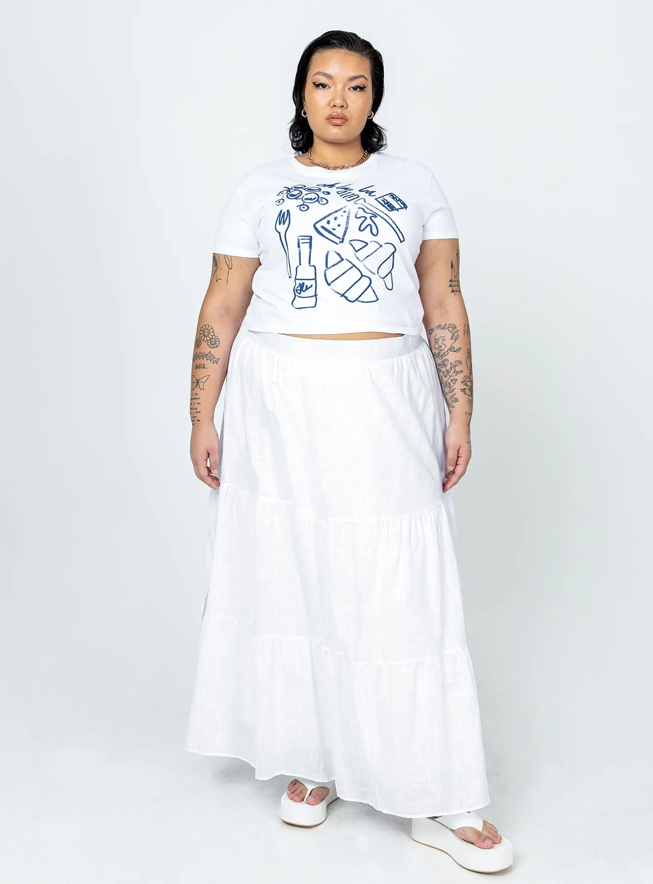 Soft Tones Korban Maxi Skirt White Curve