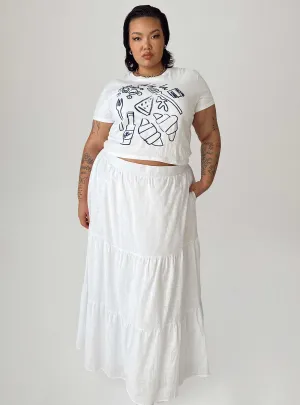 Designer Inspired Korban Maxi Skirt White Curve
