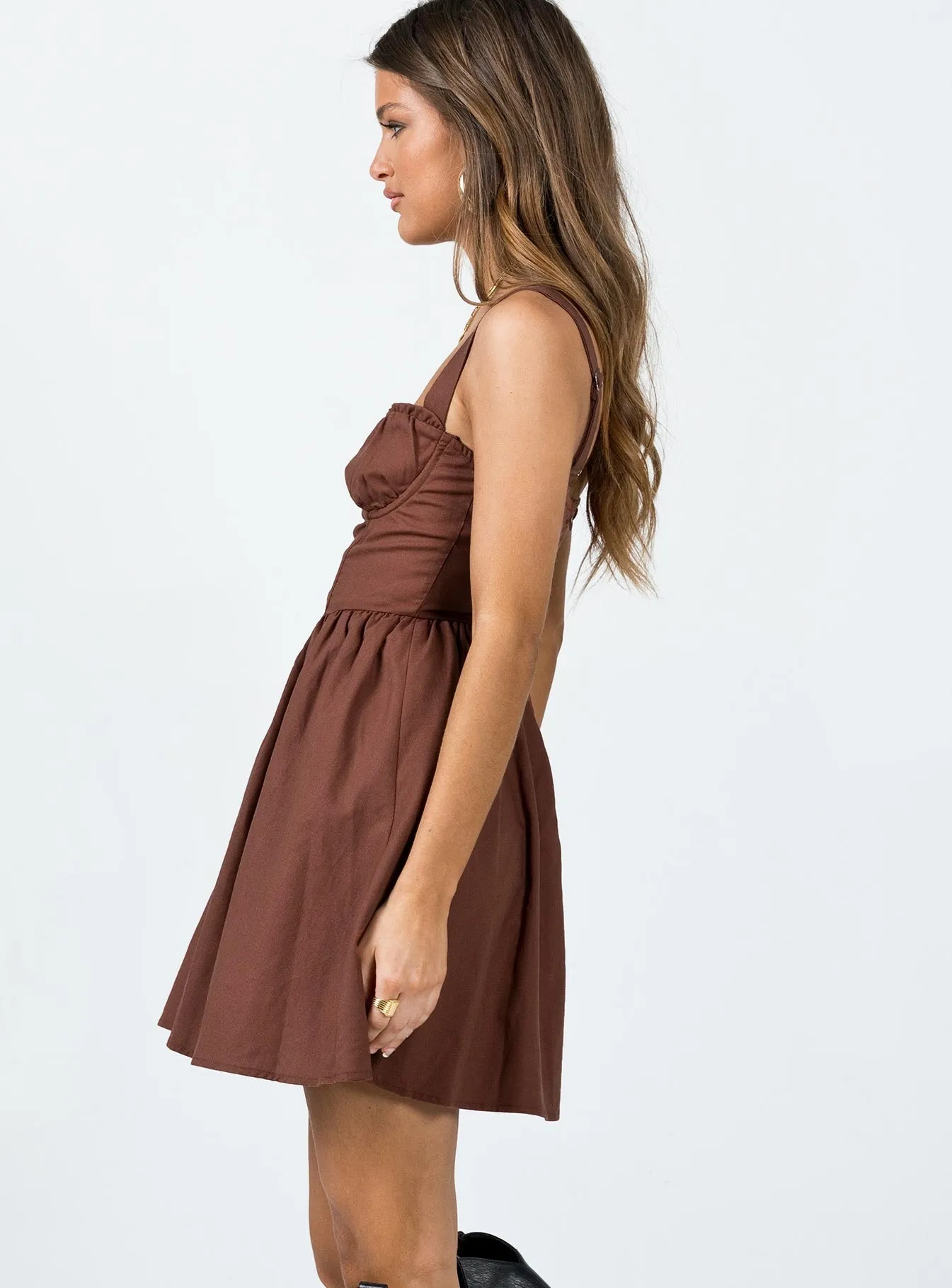 Telka Mini Dress Brown Slim Silhouette