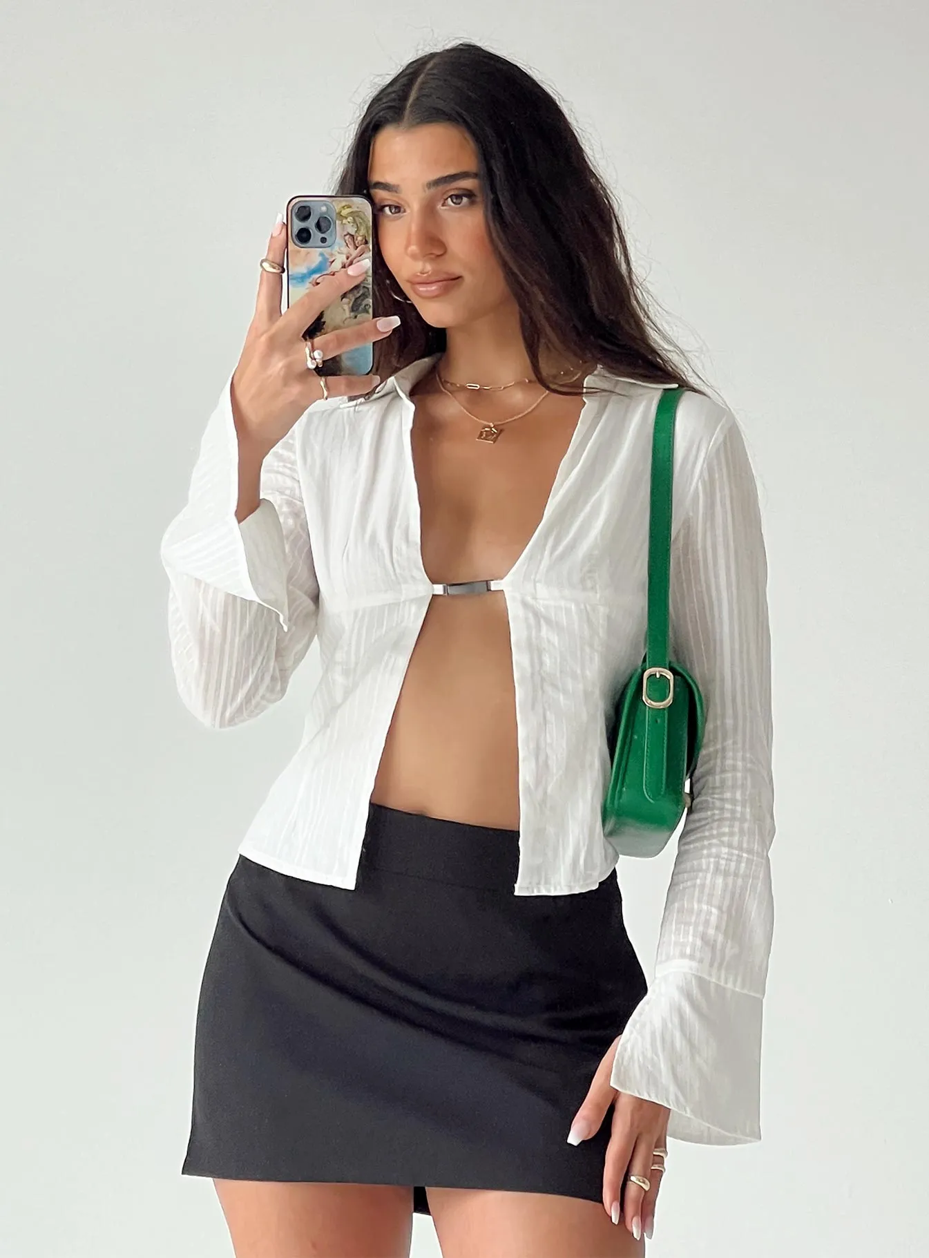 Adam Mini Skirt Black Front Slit Weekend Style