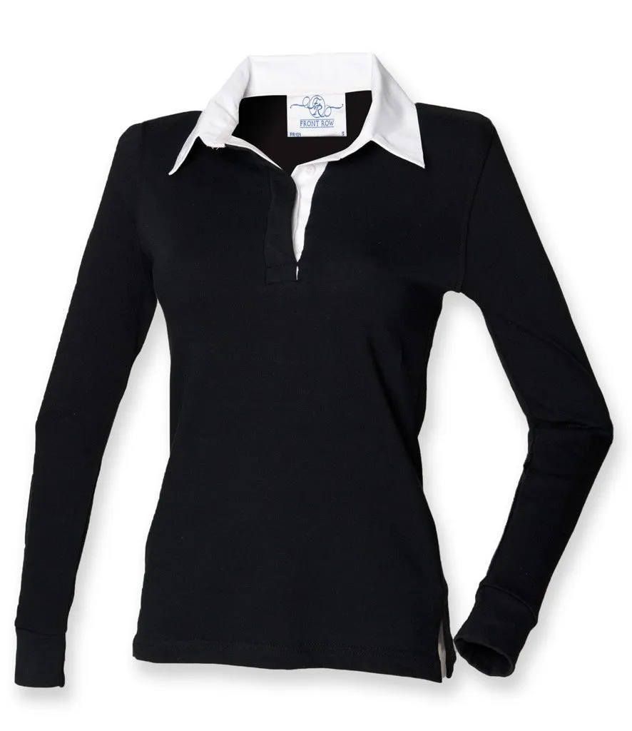 Casual Active Ladies Lightweight Plain Rugby | BLACK/WHITE