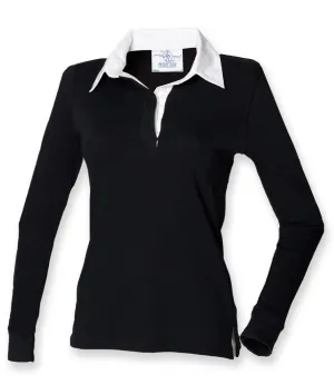 Casual Active Ladies Lightweight Plain Rugby | BLACK/WHITE