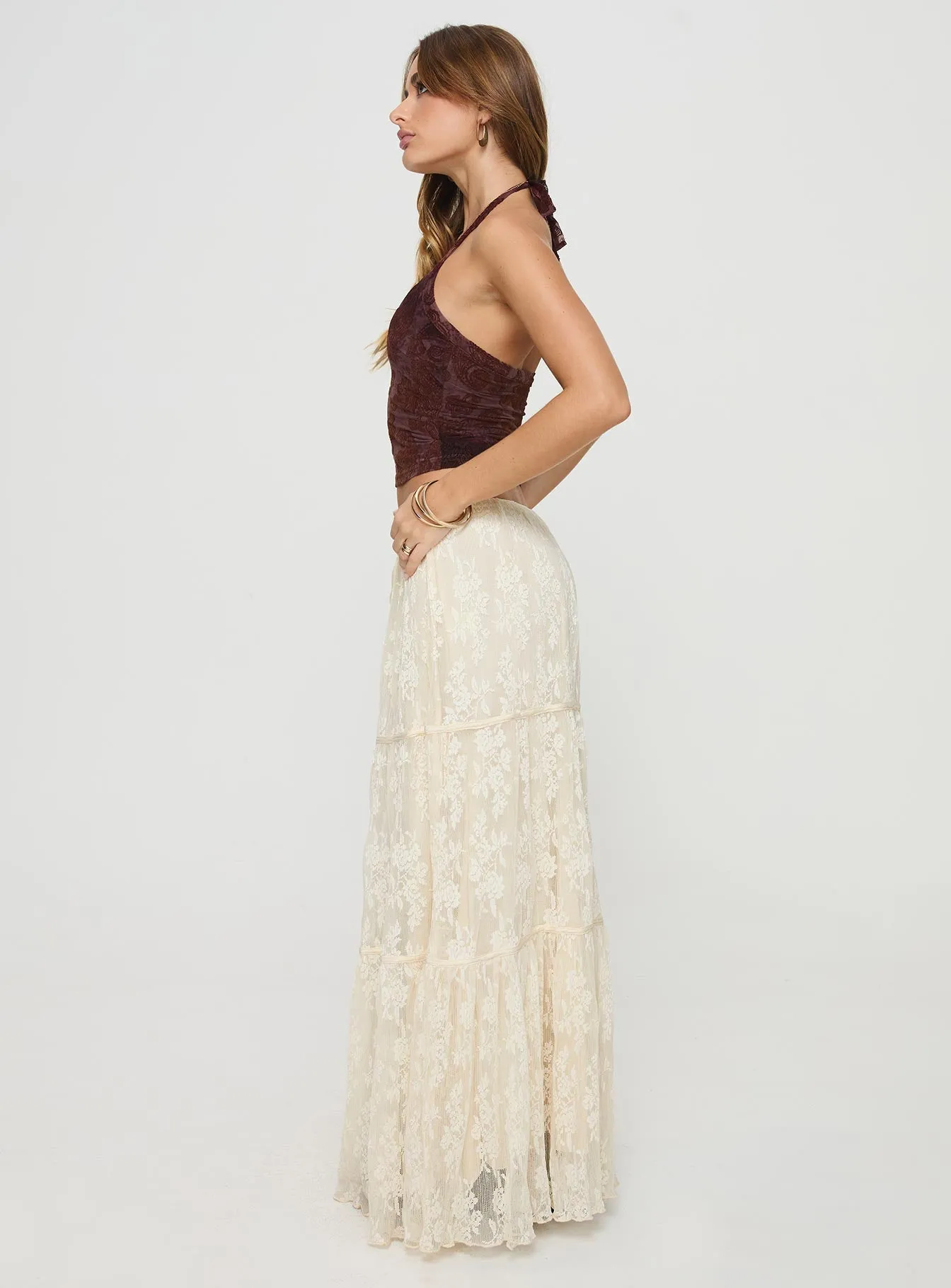 Heritage Brand Oh Plisse Maxi Skirt Cream