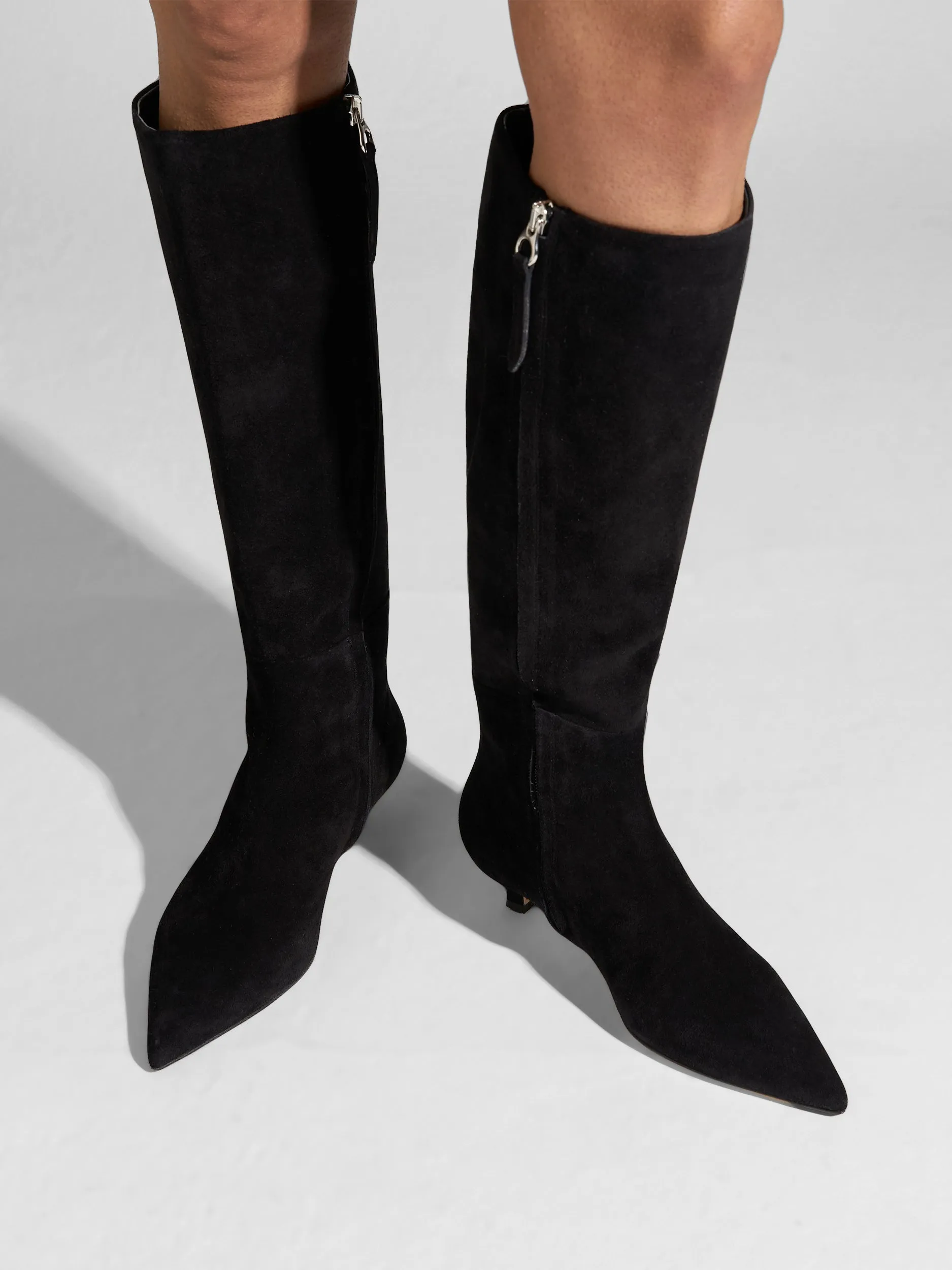 Rough texture Sabrina Suede Knee-High Boots