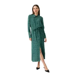 Soaked Womens Ofelia Shirt Dress Bottle Green Square Print Warm in winter