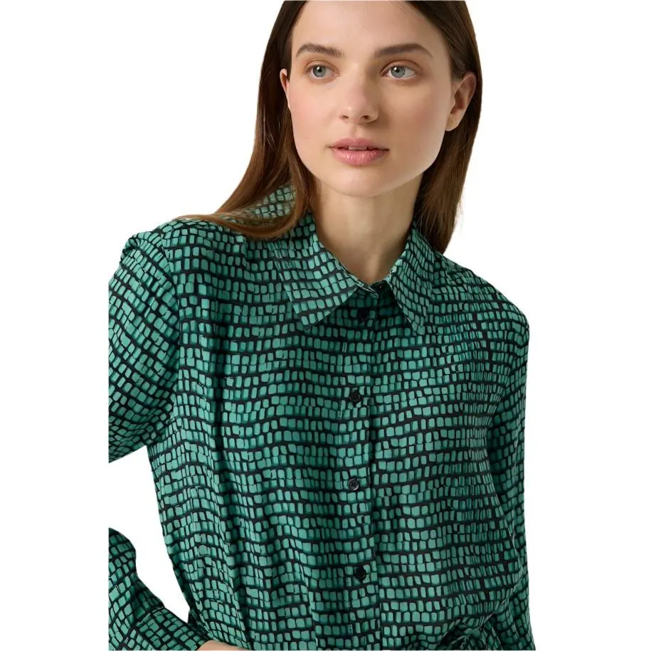Spring Wear Soaked Womens Ofelia Shirt Dress Bottle Green Square Print
