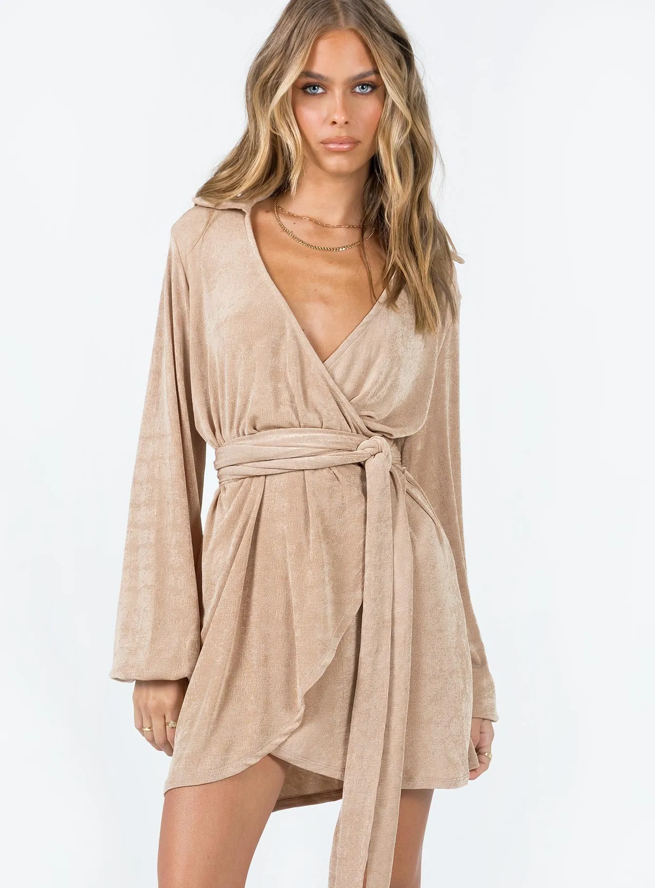 Party Time Mini Dress Beige Trendy Comfort Walkable Flow