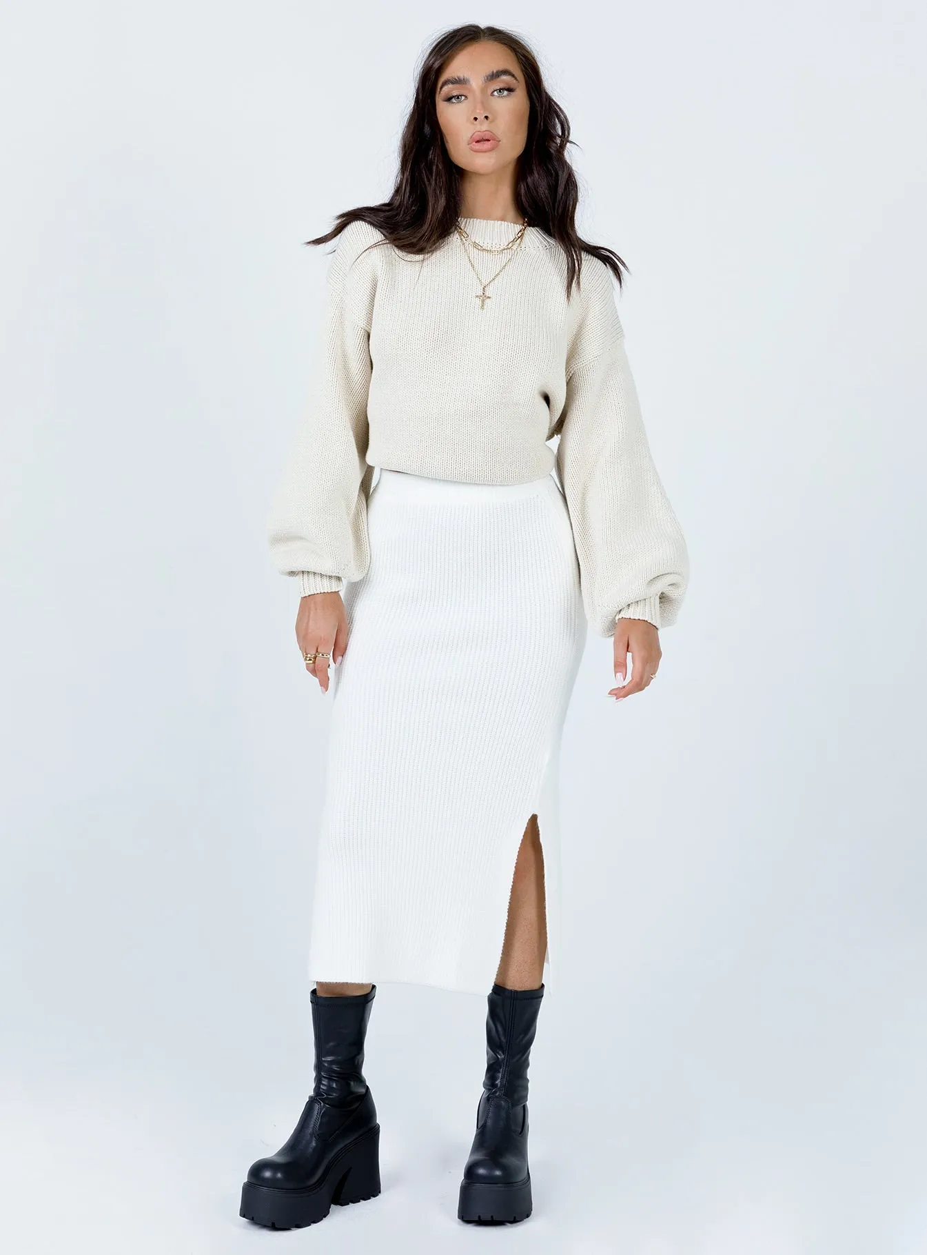 Zanna Midi Skirt White Outdoor Gathering Media Feature