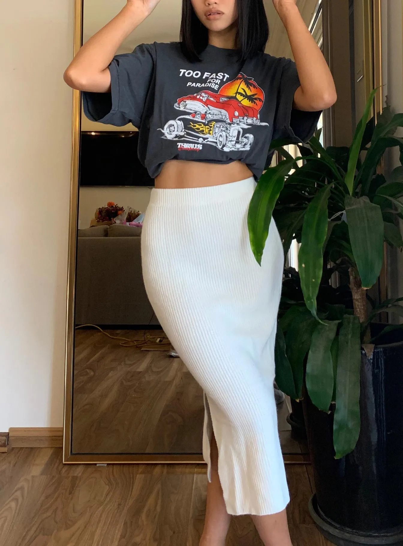 Zanna Midi Skirt White Ventilated Panels