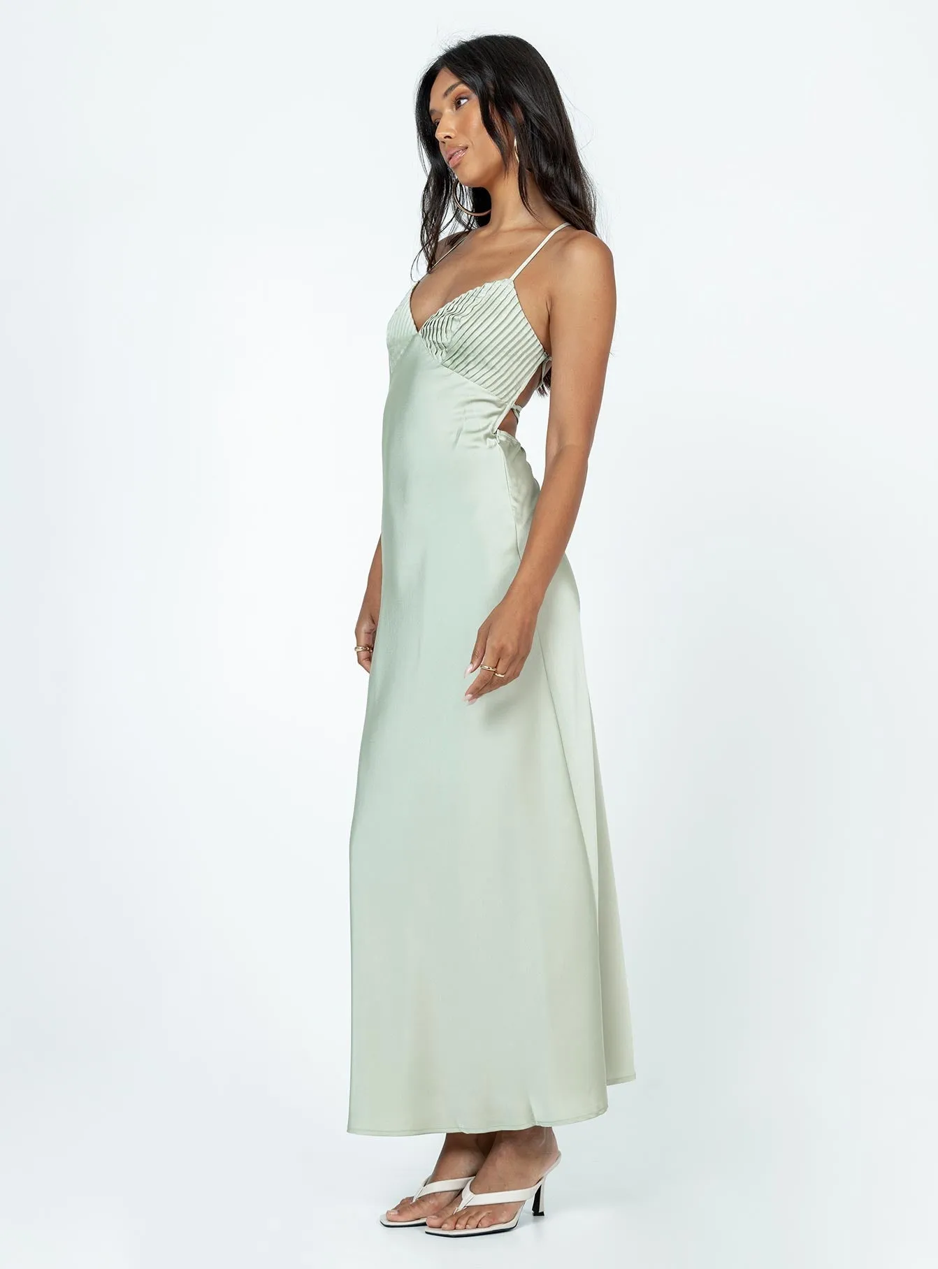 Dennings Maxi Dress Sage Day Glow Minimalist fit-and-flare
