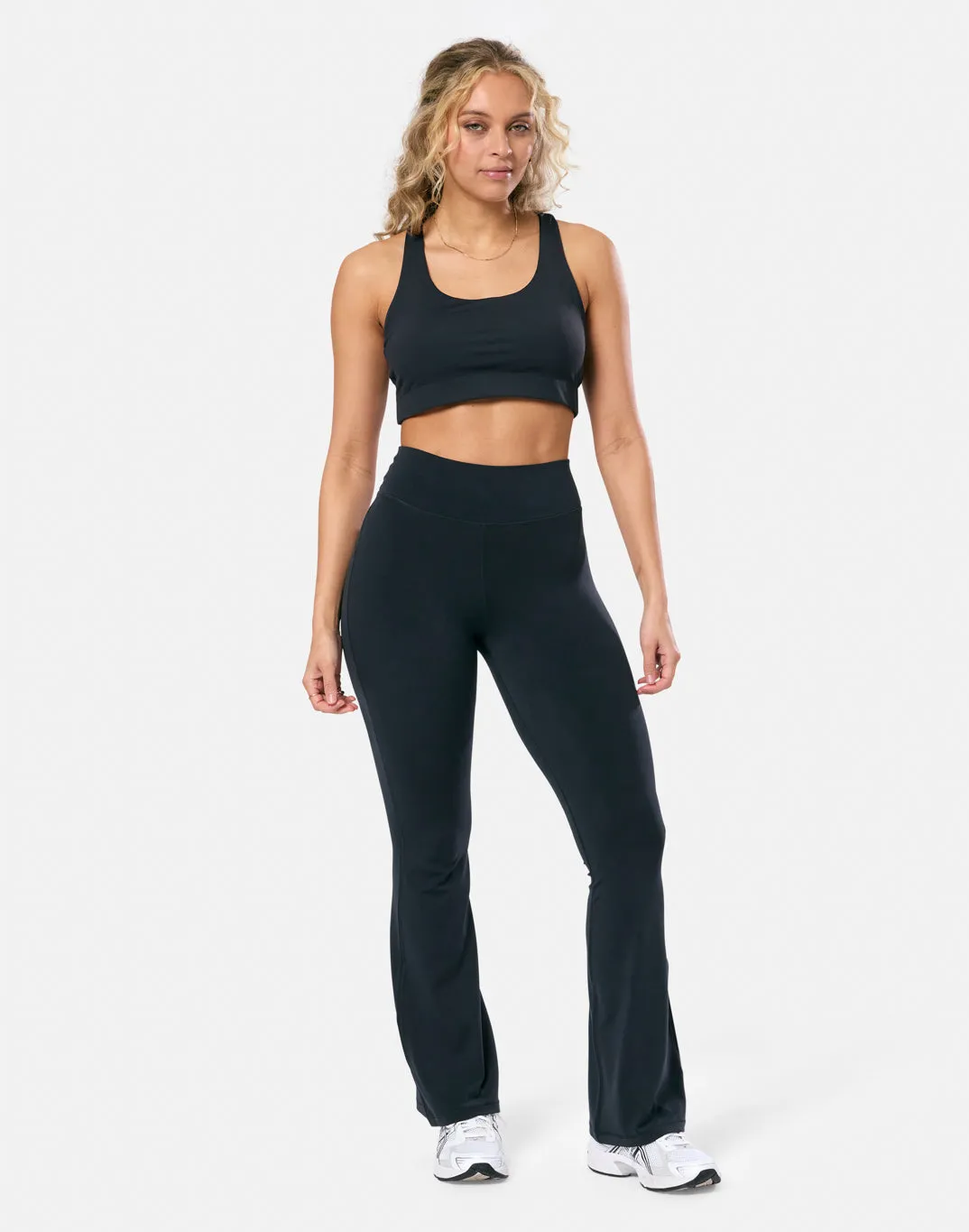 AdjustableCuffs WaterRepellent Soft Motion Flare Legging in Black
