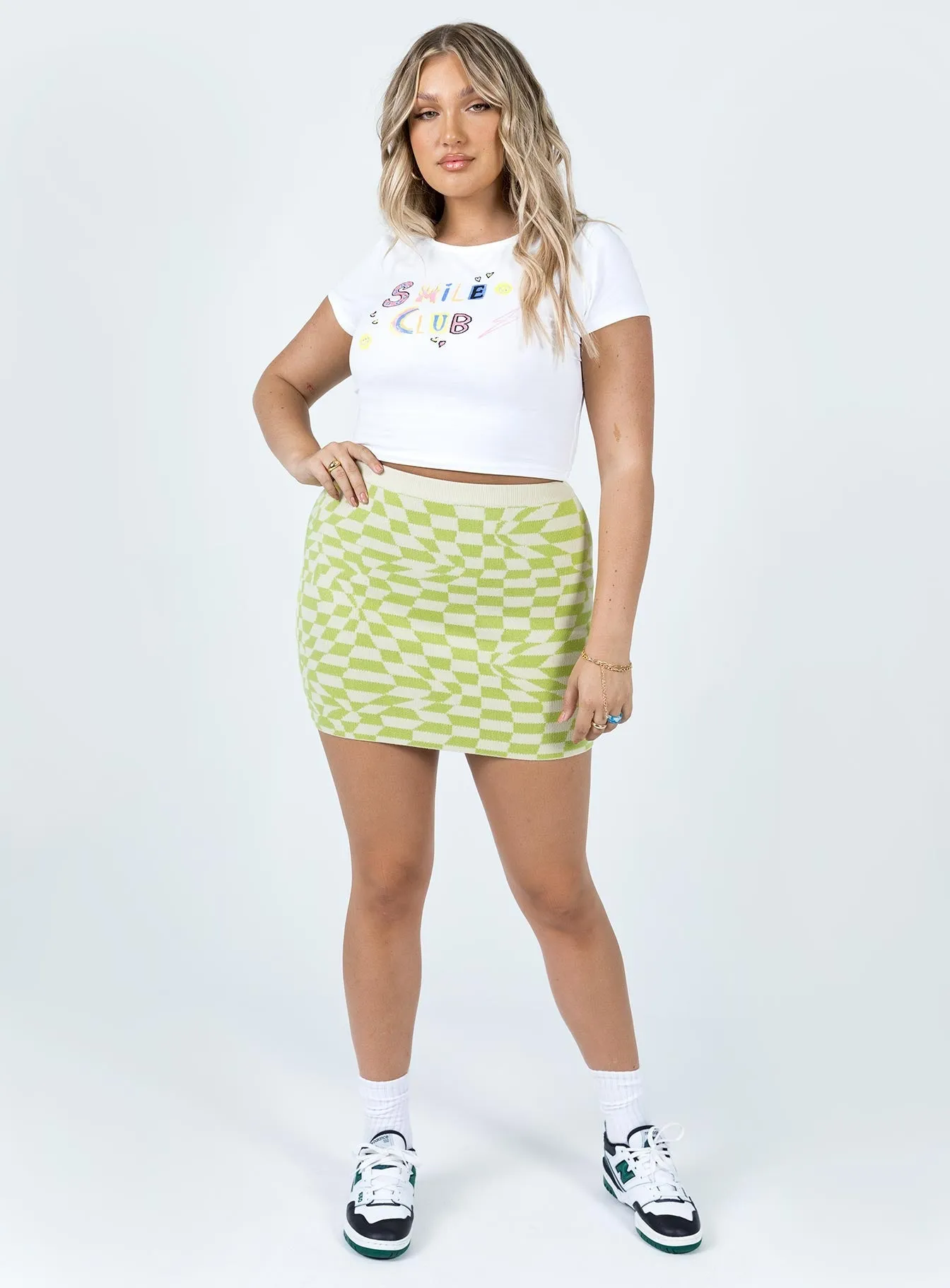 Renata Mini Skirt Green Tear Resistant Laser Cut Edges