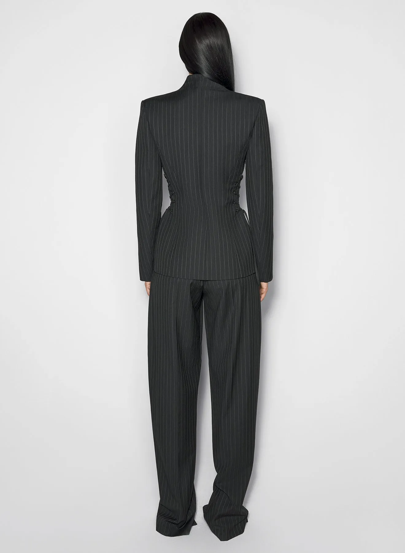 pinstripe sculptural laced jacket Anti Pill Surface QuickRelease Buckles