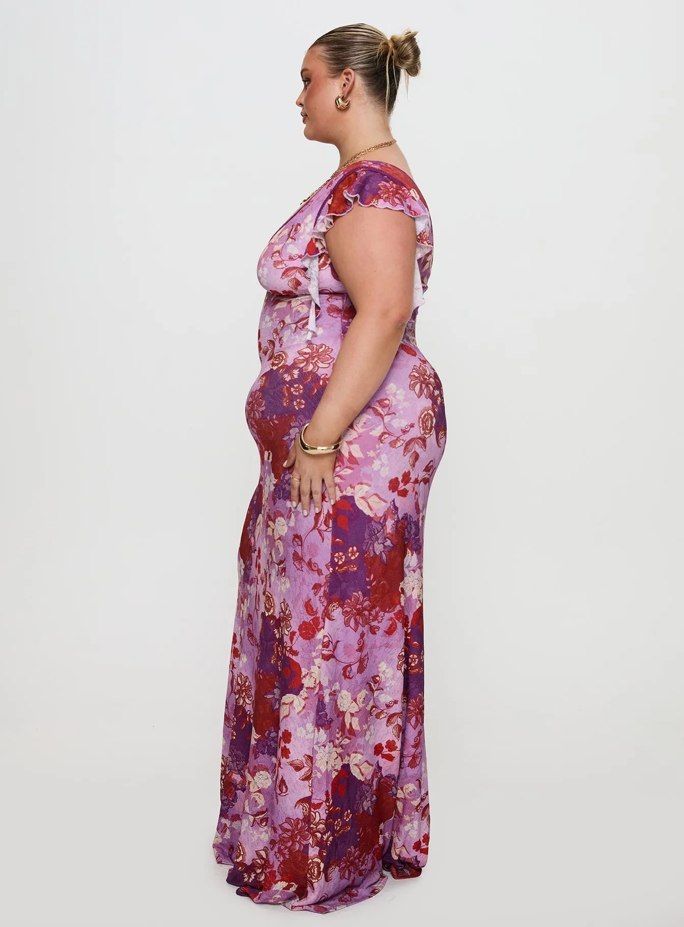 Soleila Maxi Dress Purple Multi Curve Occasion Ready