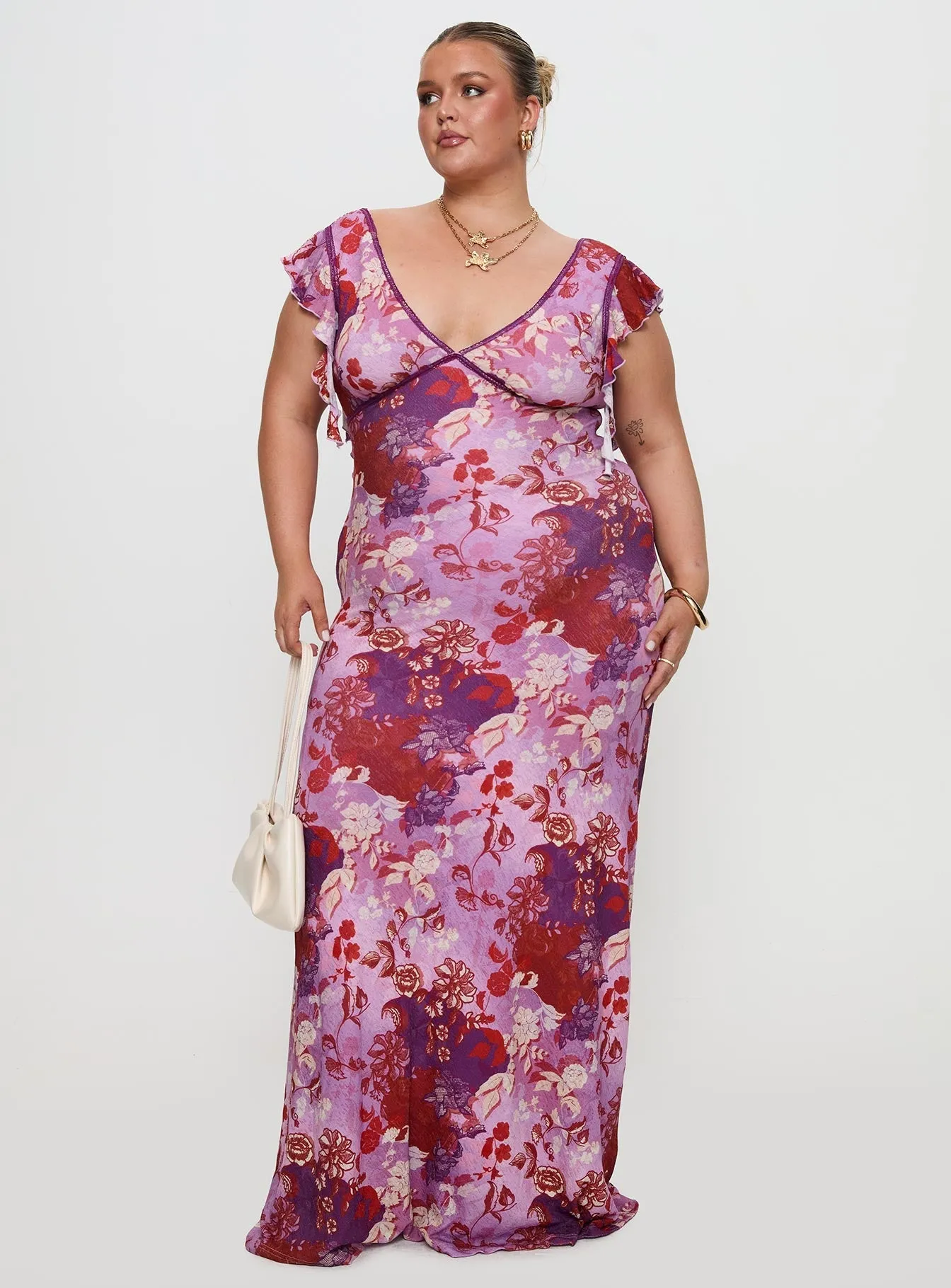 Soleila Maxi Dress Purple Multi Curve effortless grace