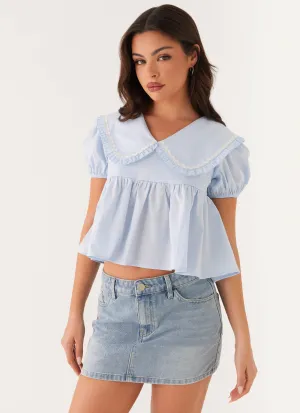 Sophie Babydoll Top - Blue Casual Flex Design