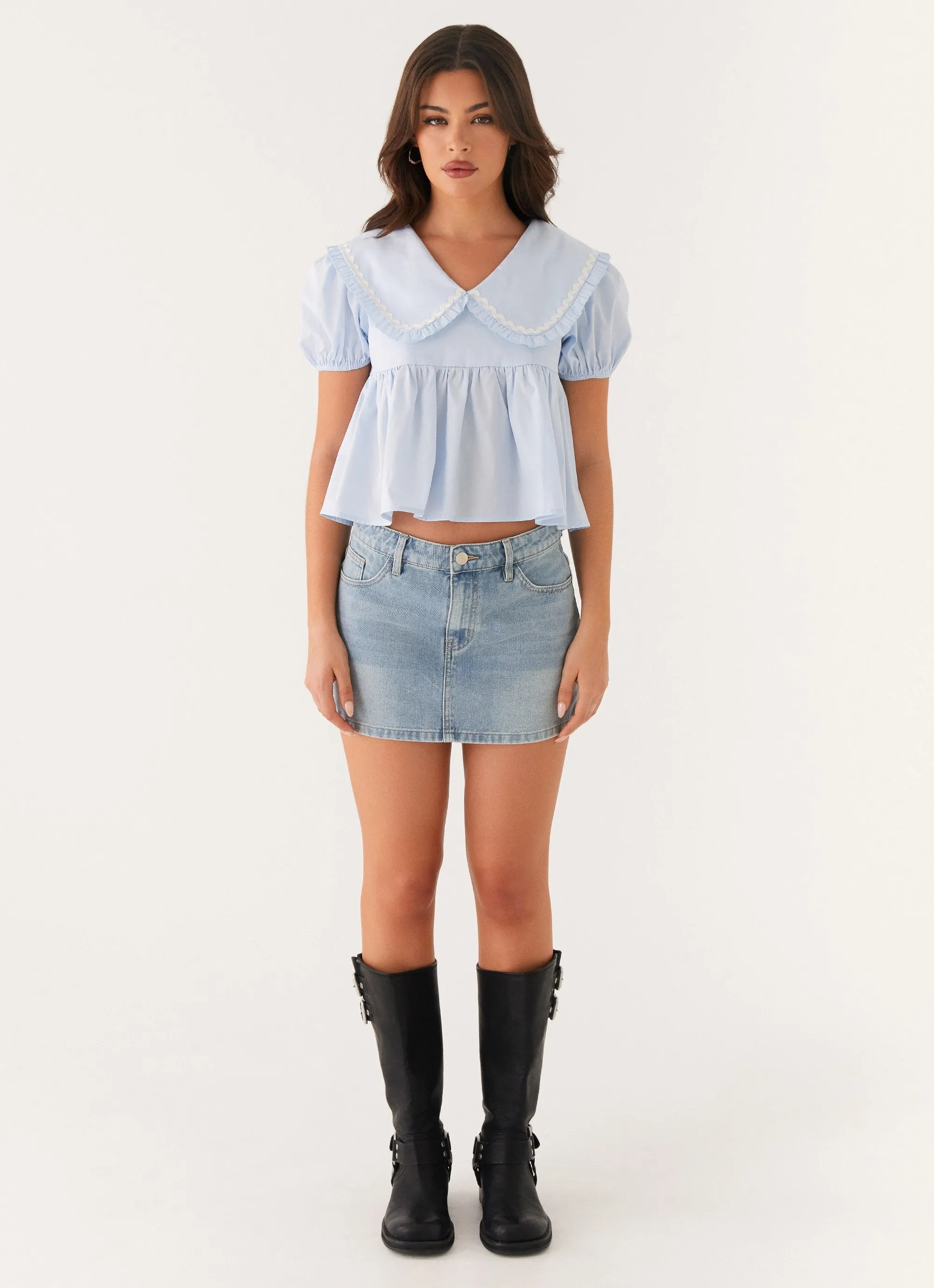 Simple Layer Sun Protection Sophie Babydoll Top - Blue